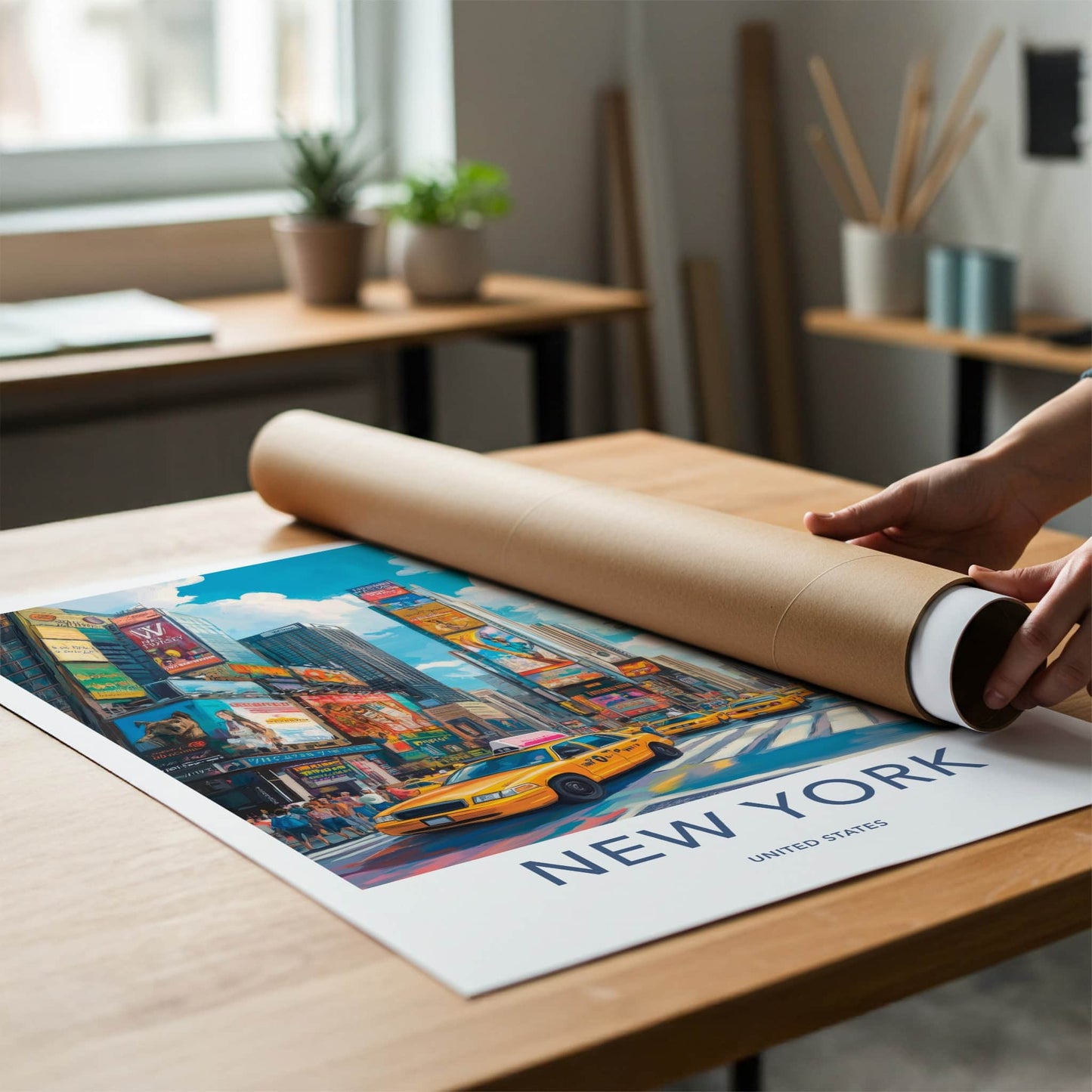 New York Poster - New York Travel Art - Neon Cityscape Crowd Home Decor