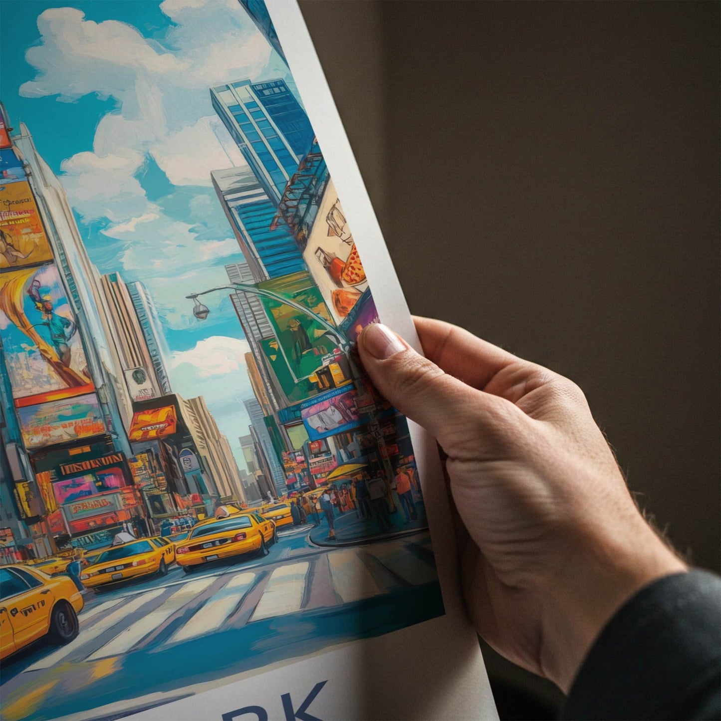 New York Poster - New York Travel Art - Neon Cityscape Crowd Home Decor