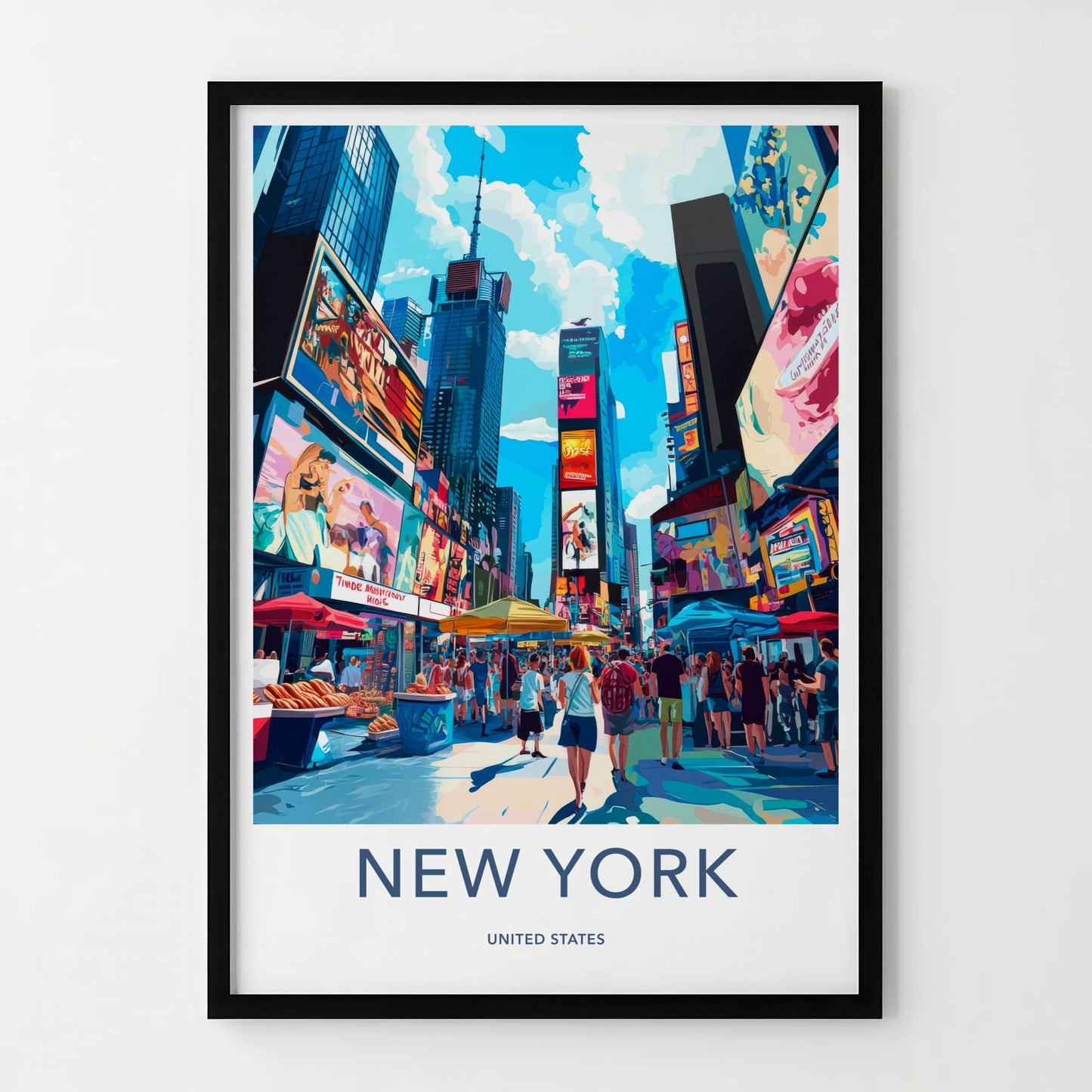 New York Poster - New York Travel Art - Neon Cityscape Walk Wall Decor
