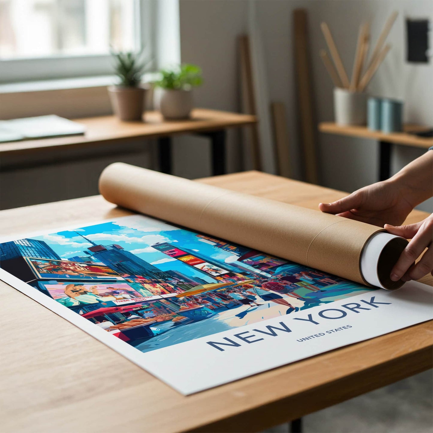 New York Poster - New York Travel Art - Neon Cityscape Walk Wall Decor