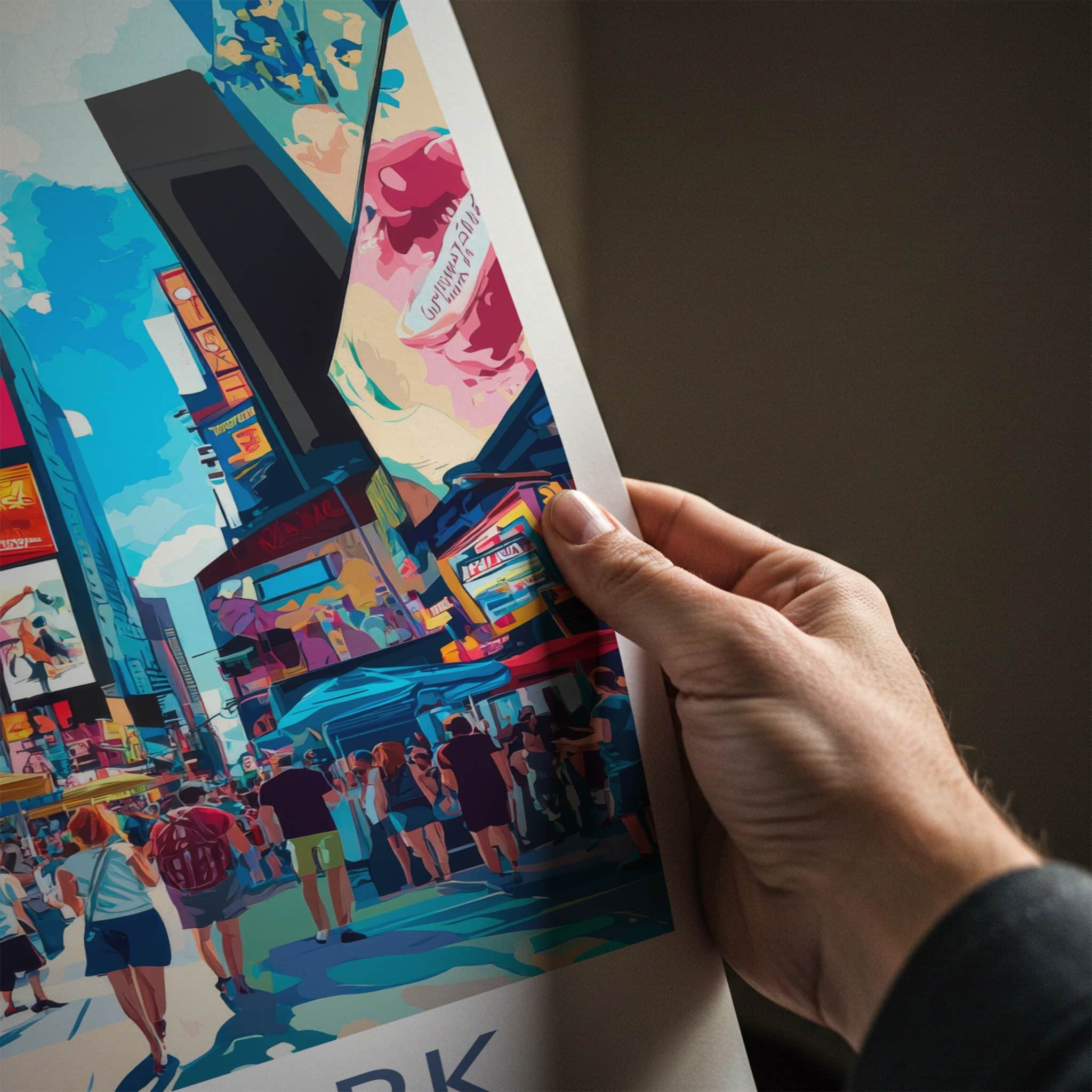 New York Poster - New York Travel Art - Neon Cityscape Walk Wall Decor