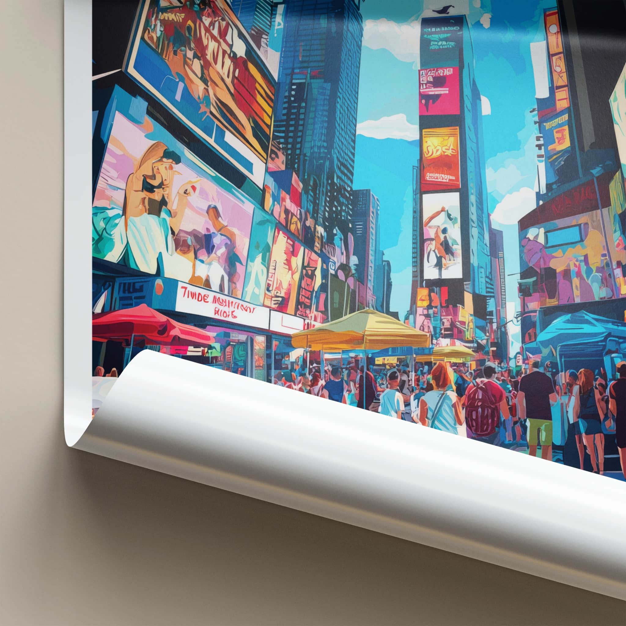 New York Poster - New York Travel Art - Neon Cityscape Walk Wall Decor