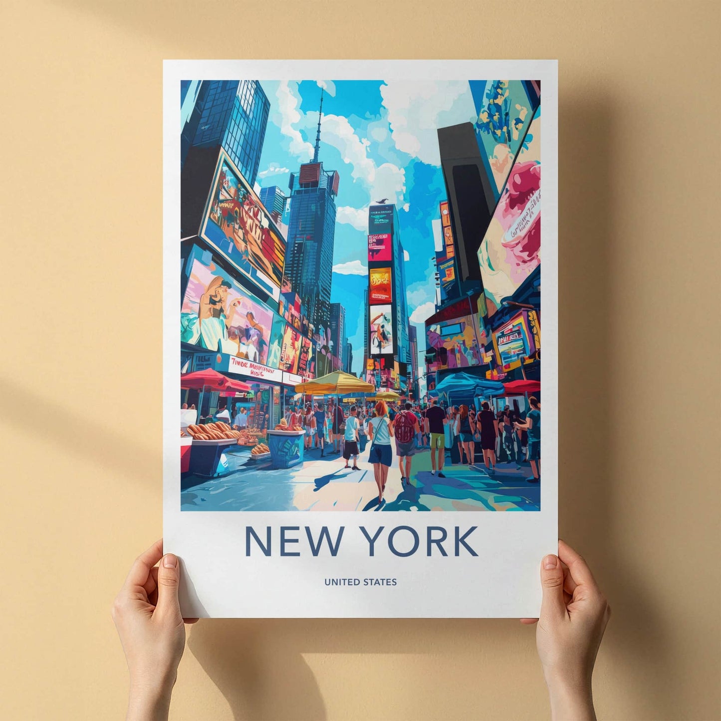 New York Poster - New York Travel Art - Neon Cityscape Walk Wall Decor