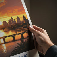 New York Poster - New York Travel Art - Urban Sunset Reflection Home Decor