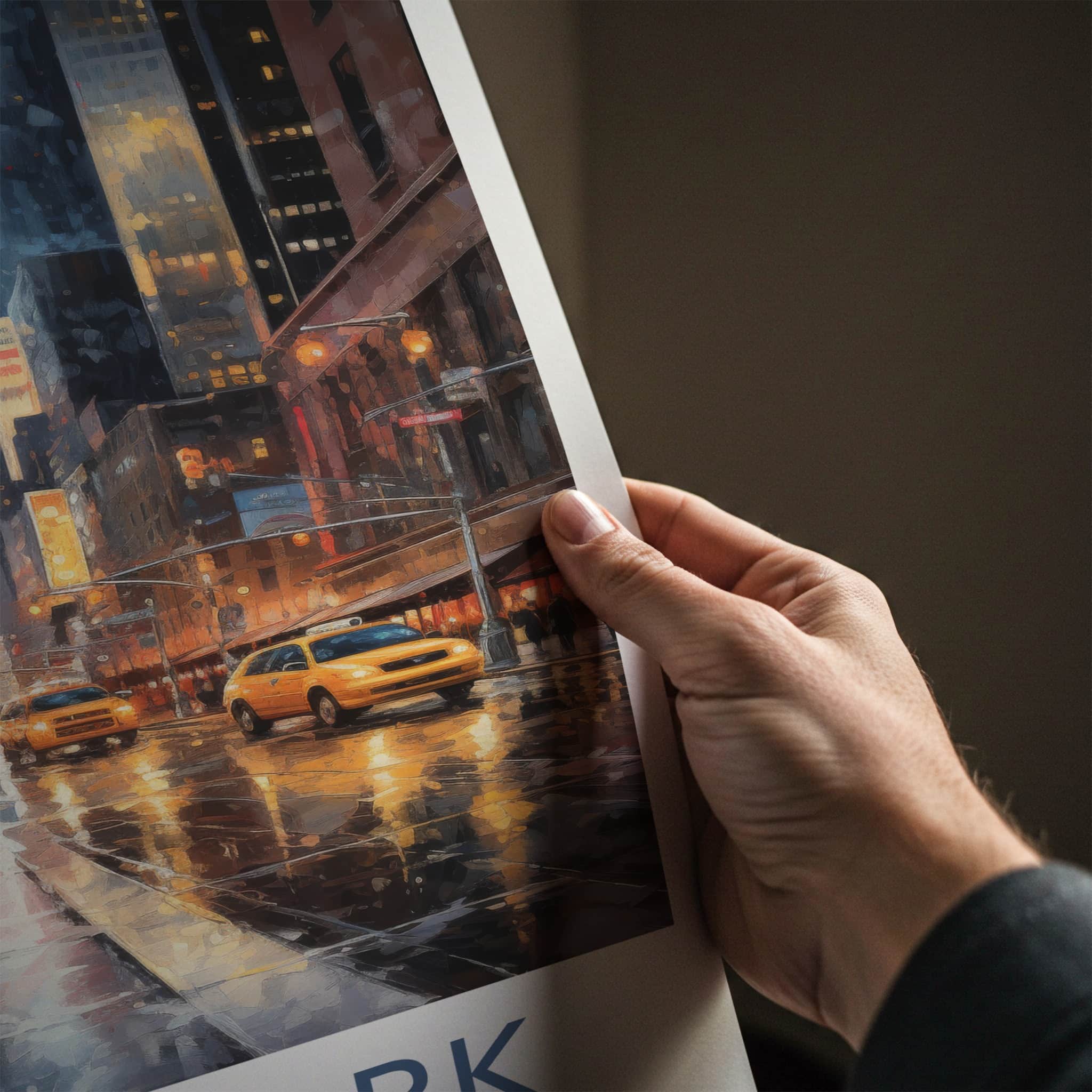 New York Poster - New York Travel Art - Wet Street Cabs Home Decor