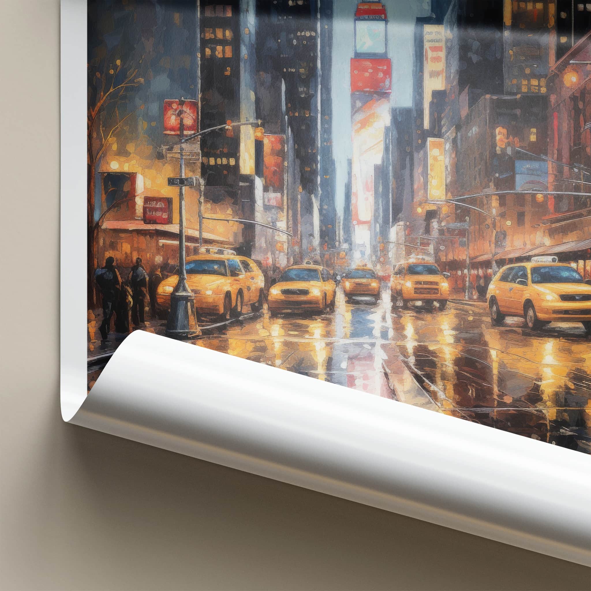 New York Poster - New York Travel Art - Wet Street Cabs Home Decor