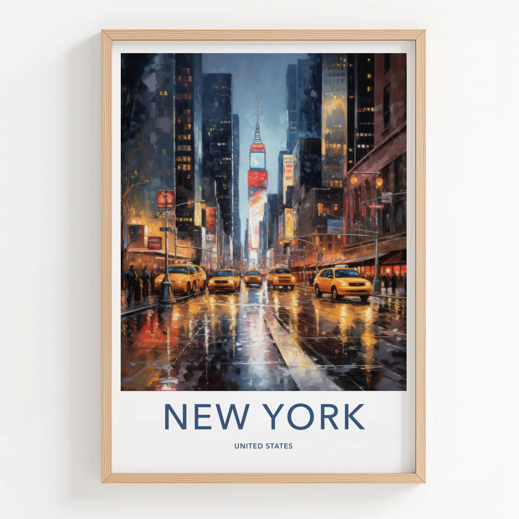 New York Poster - New York Travel Art - Wet Street Cabs Home Decor