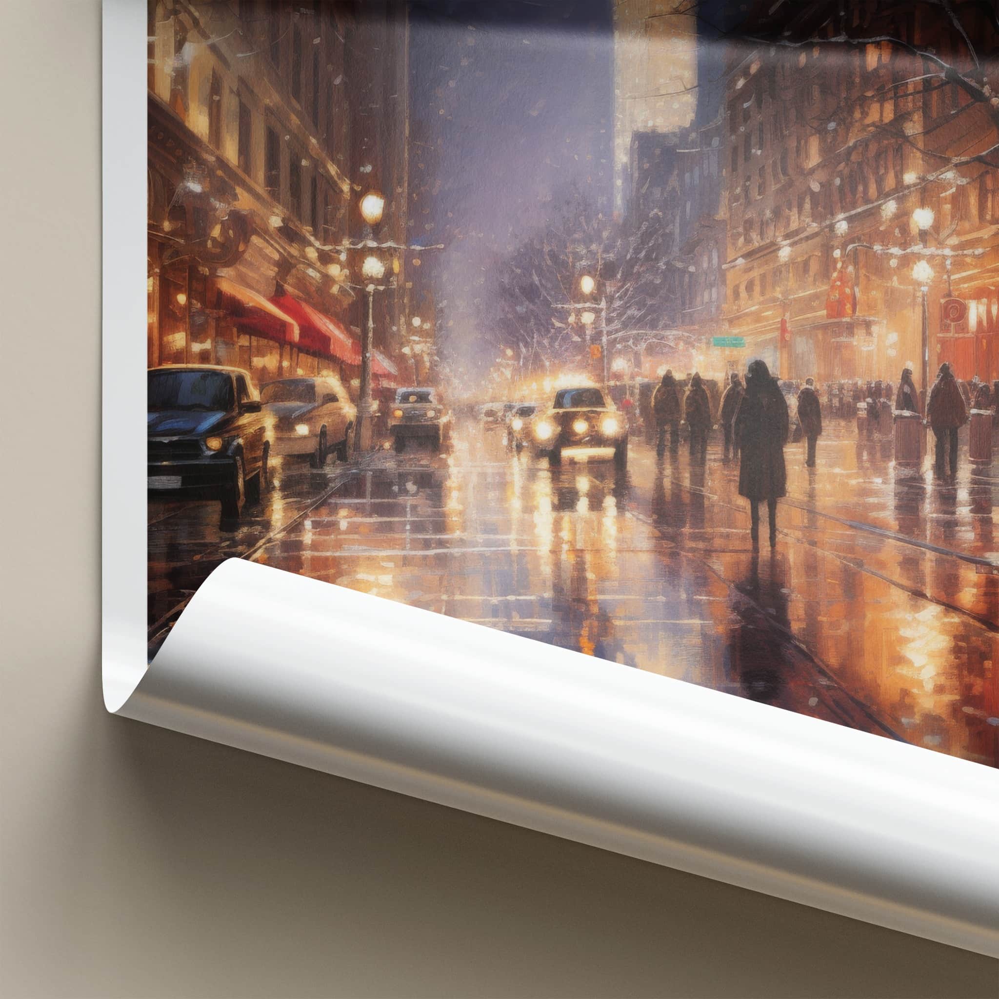 New York Poster - New York Travel Art - Wet Street Reflections Home Decor