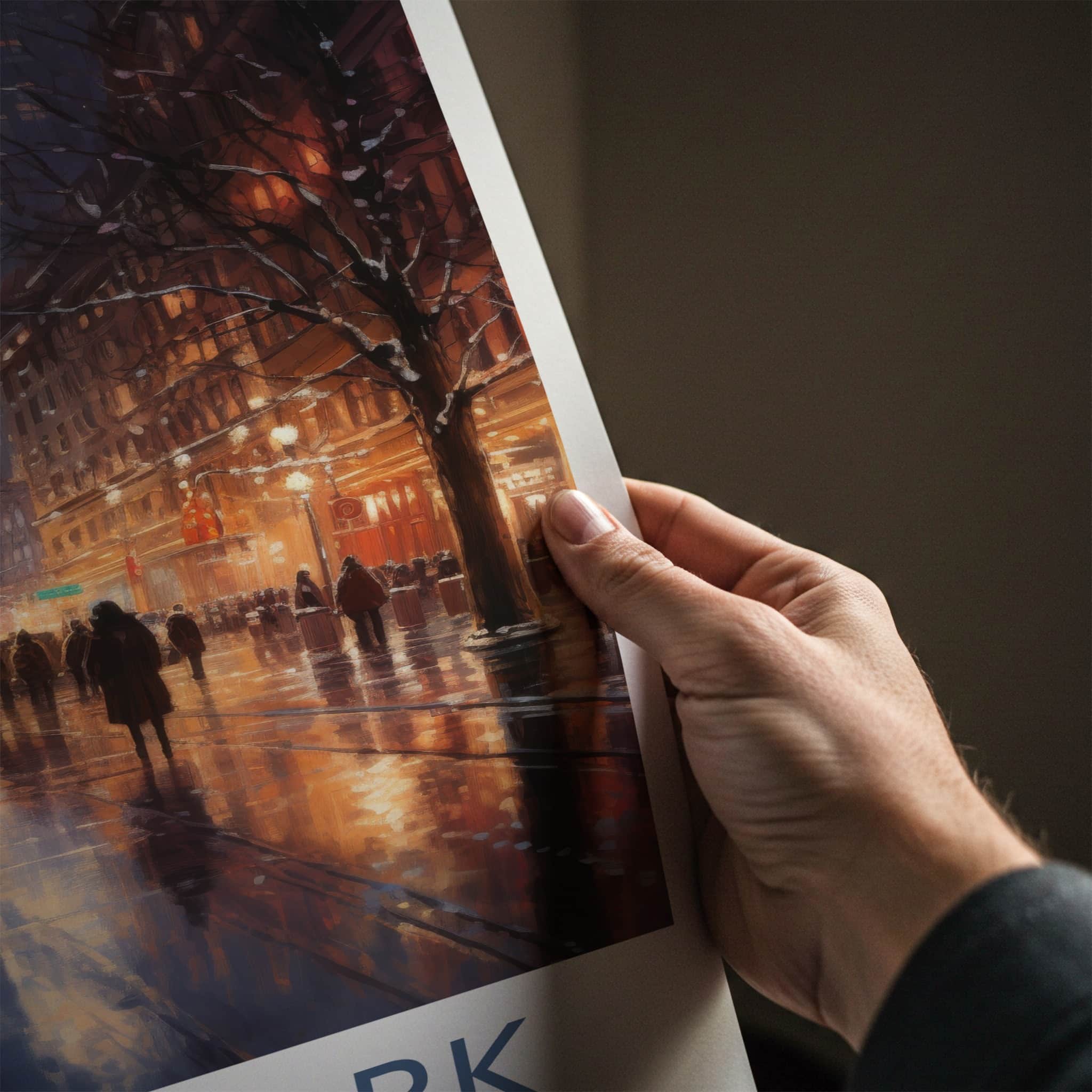 New York Poster - New York Travel Art - Wet Street Reflections Home Decor