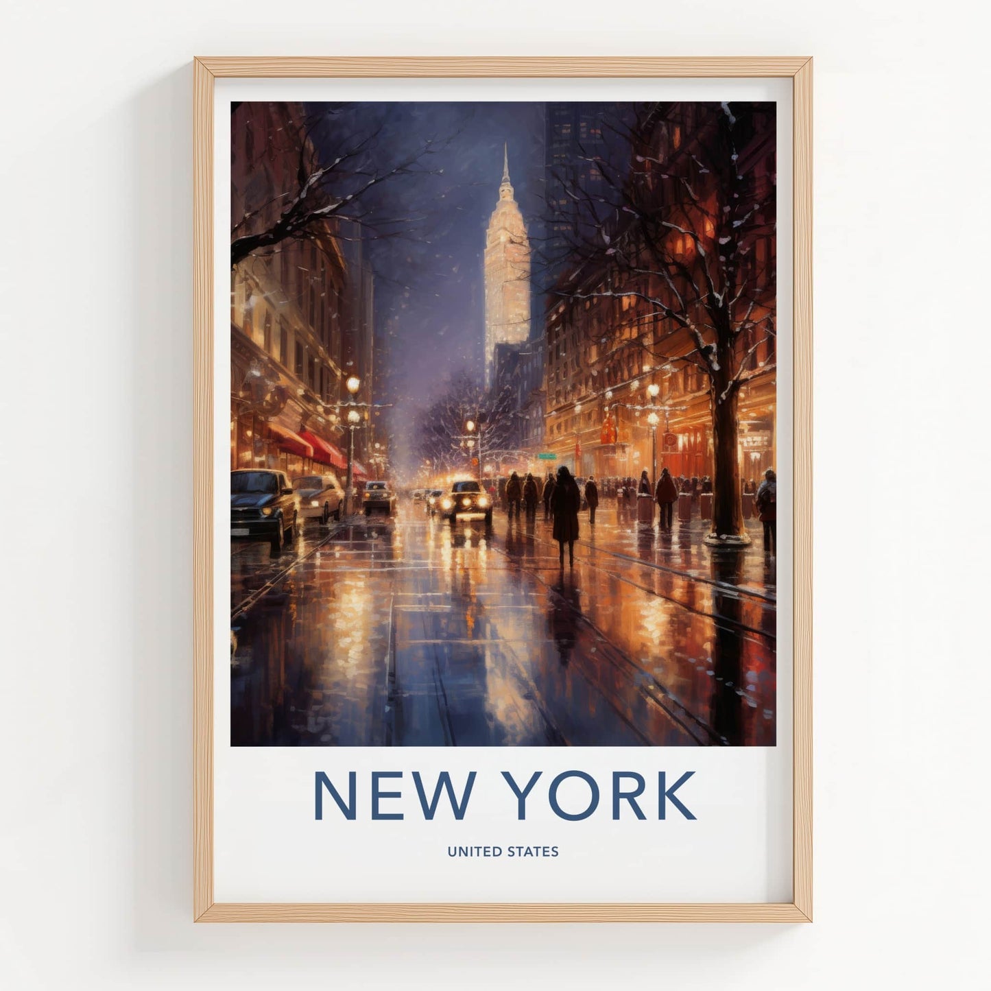 New York Poster - New York Travel Art - Wet Street Reflections Home Decor