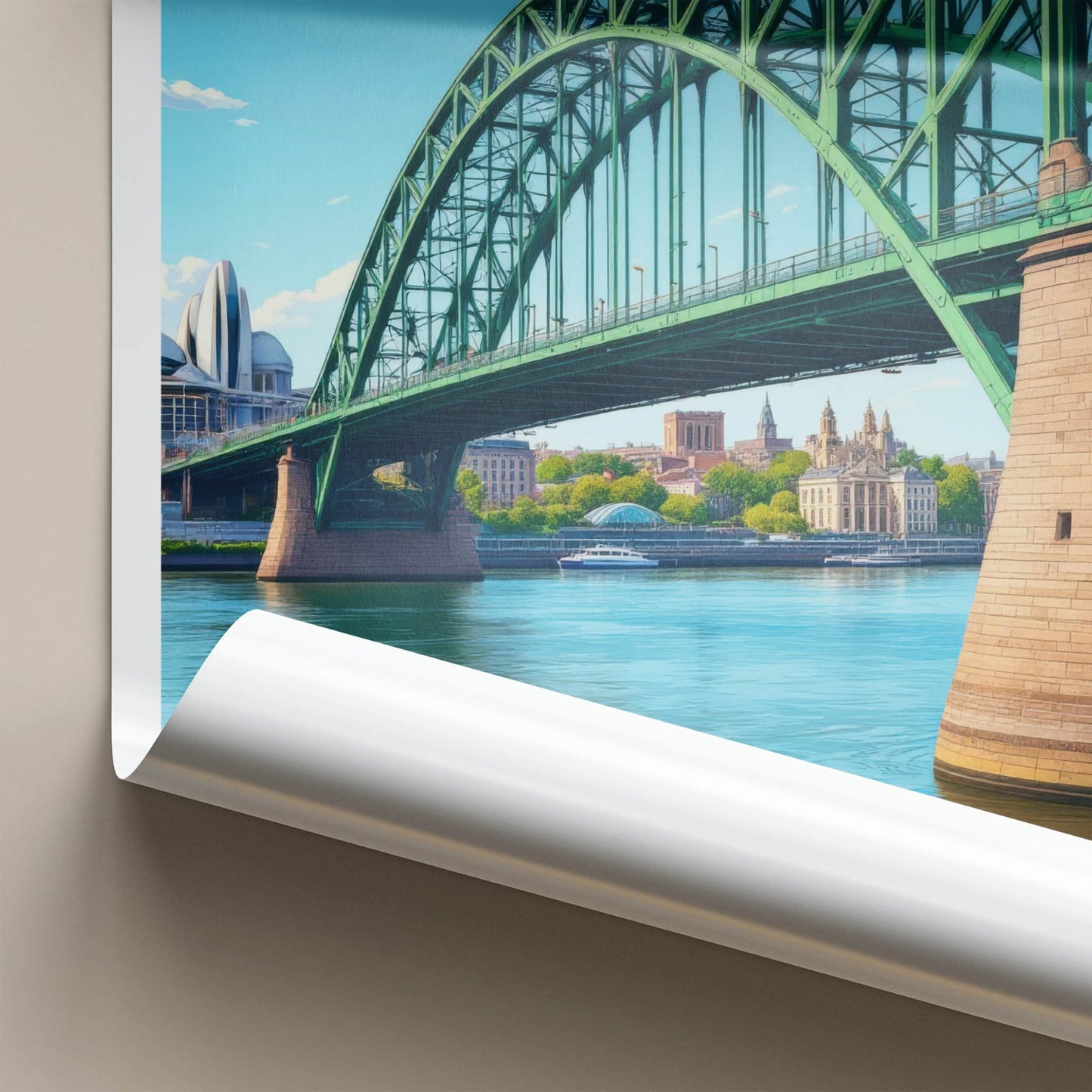 Newcastle Poster - England Art Print - Green Arch Bridge Wall Decor