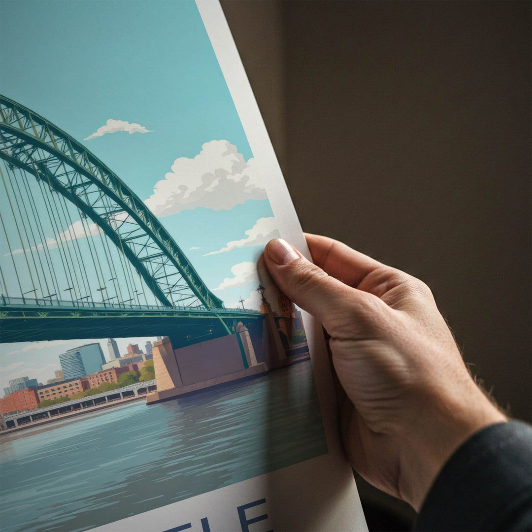 Newcastle Poster - England Travel Art - River Tyne Bridge Home Decor