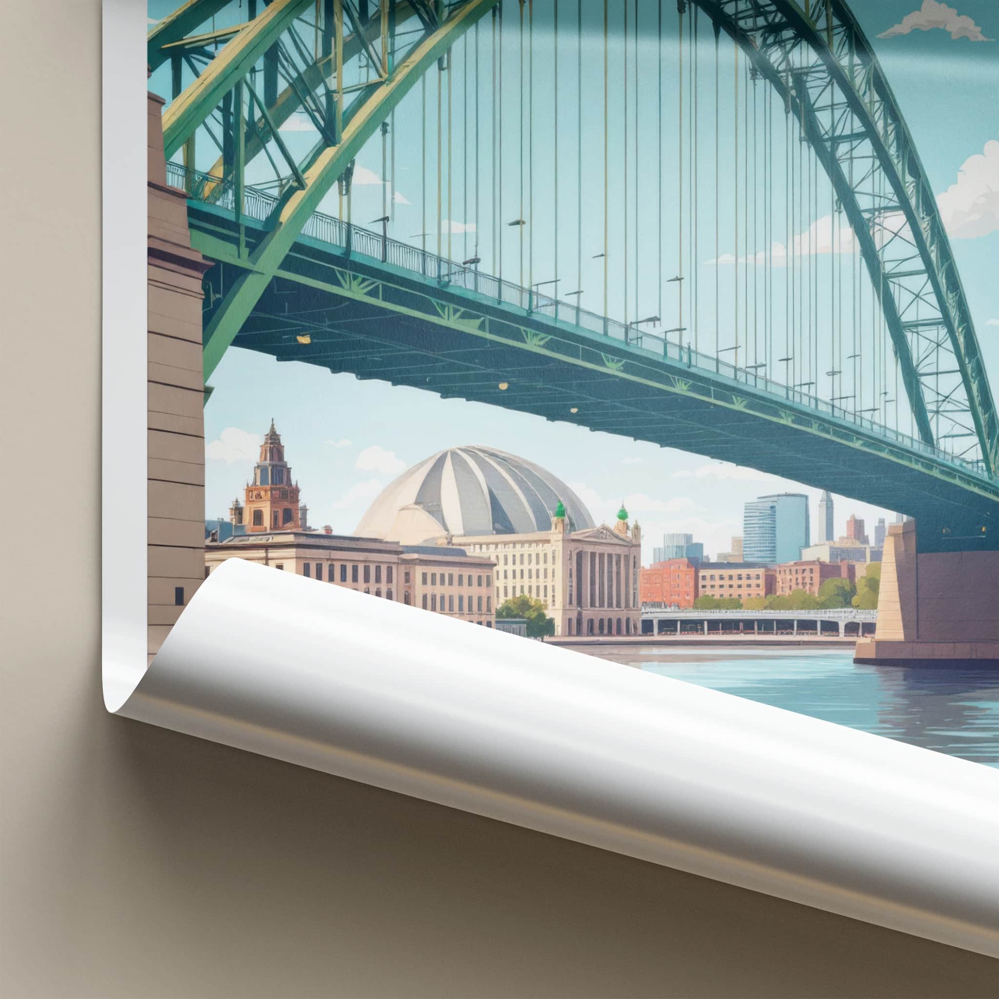 Newcastle Poster - England Travel Art - River Tyne Bridge Home Decor