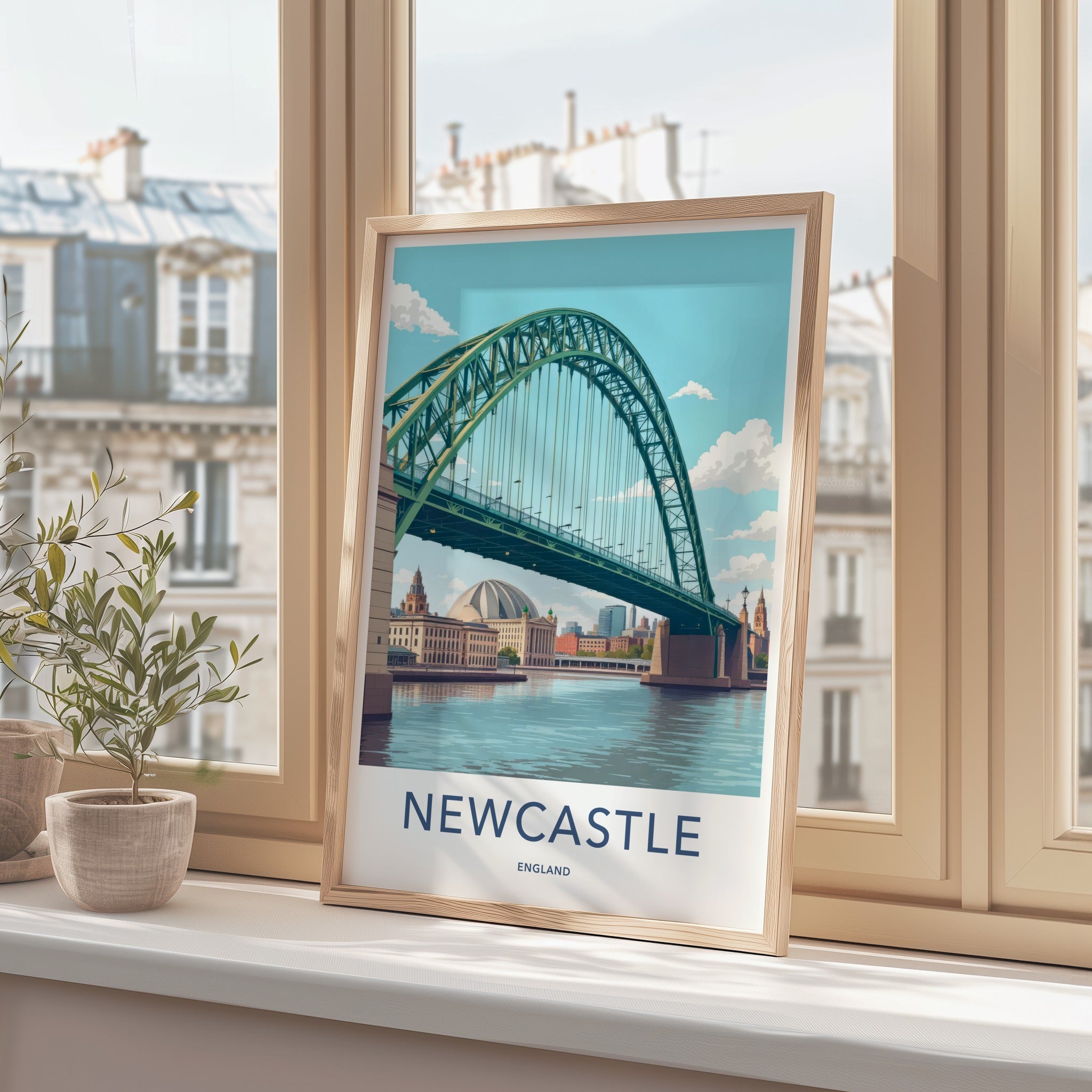 Newcastle Poster - England Travel Art - River Tyne Bridge Home Decor