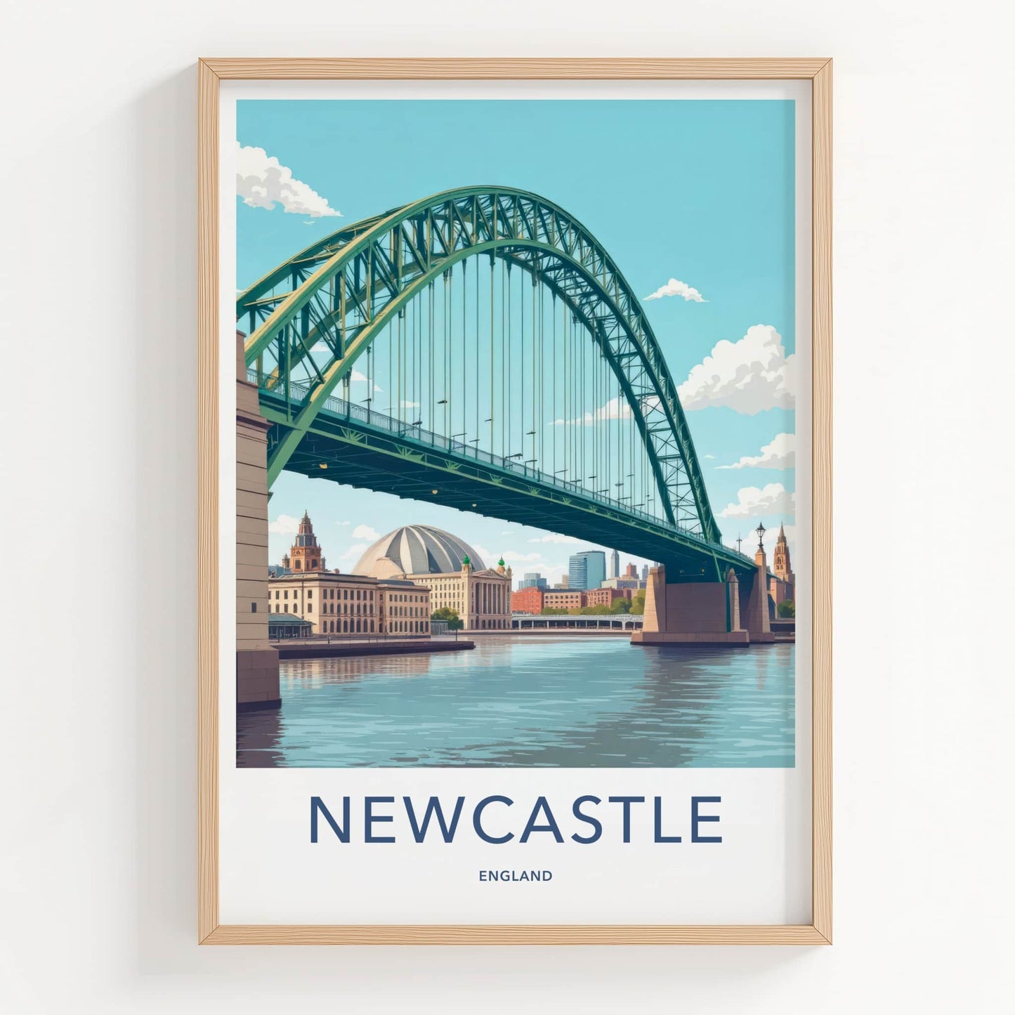 Newcastle Poster - England Travel Art - River Tyne Bridge Home Decor