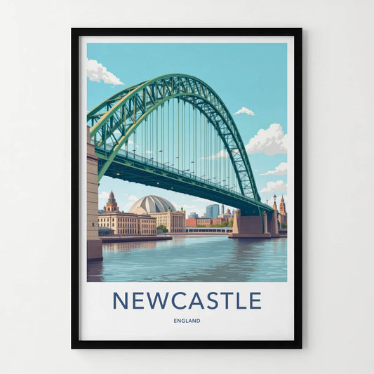 Newcastle Poster - England Travel Art - River Tyne Bridge Home Decor