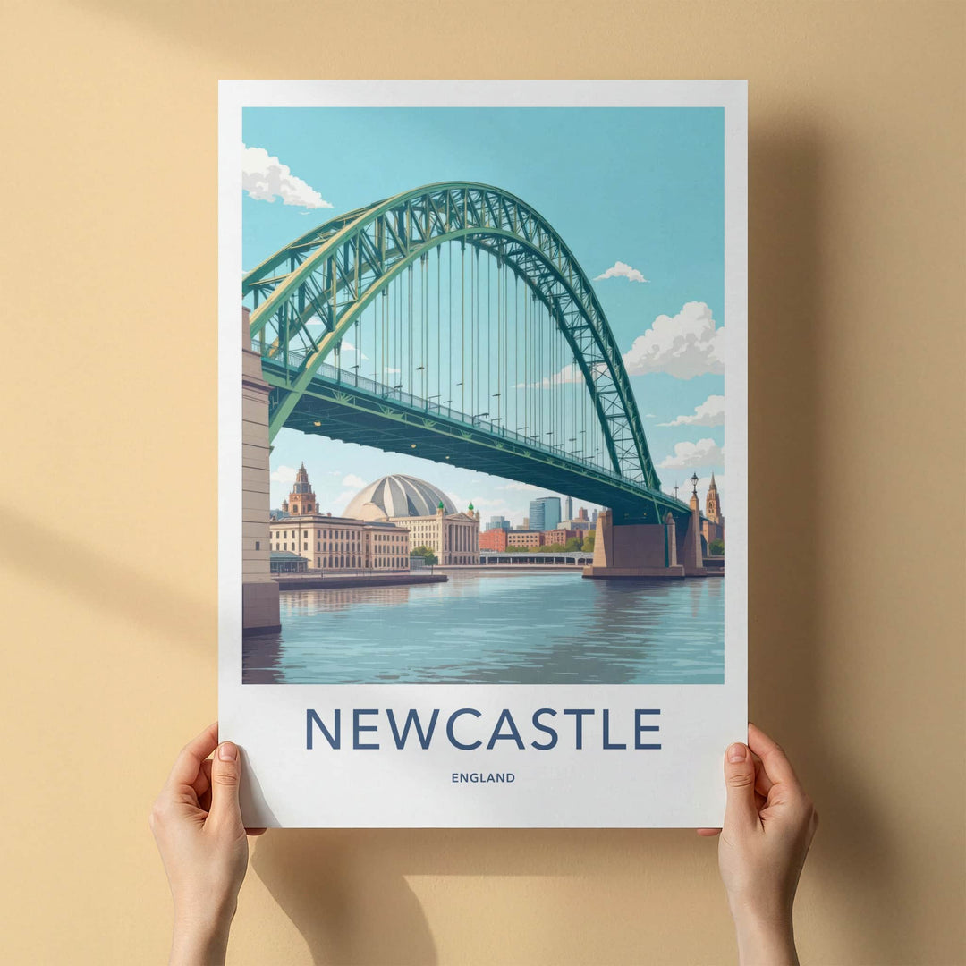 Newcastle Poster - England Travel Art - River Tyne Bridge Home Decor