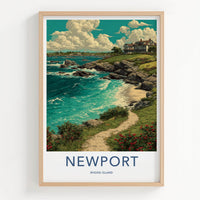 Newport Poster - Rhode Island Travel Art - Coastal Cliffside Retreat Home Decor