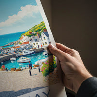 Newquay Poster - England Travel Art - Sunny Harbor View Home Decor
