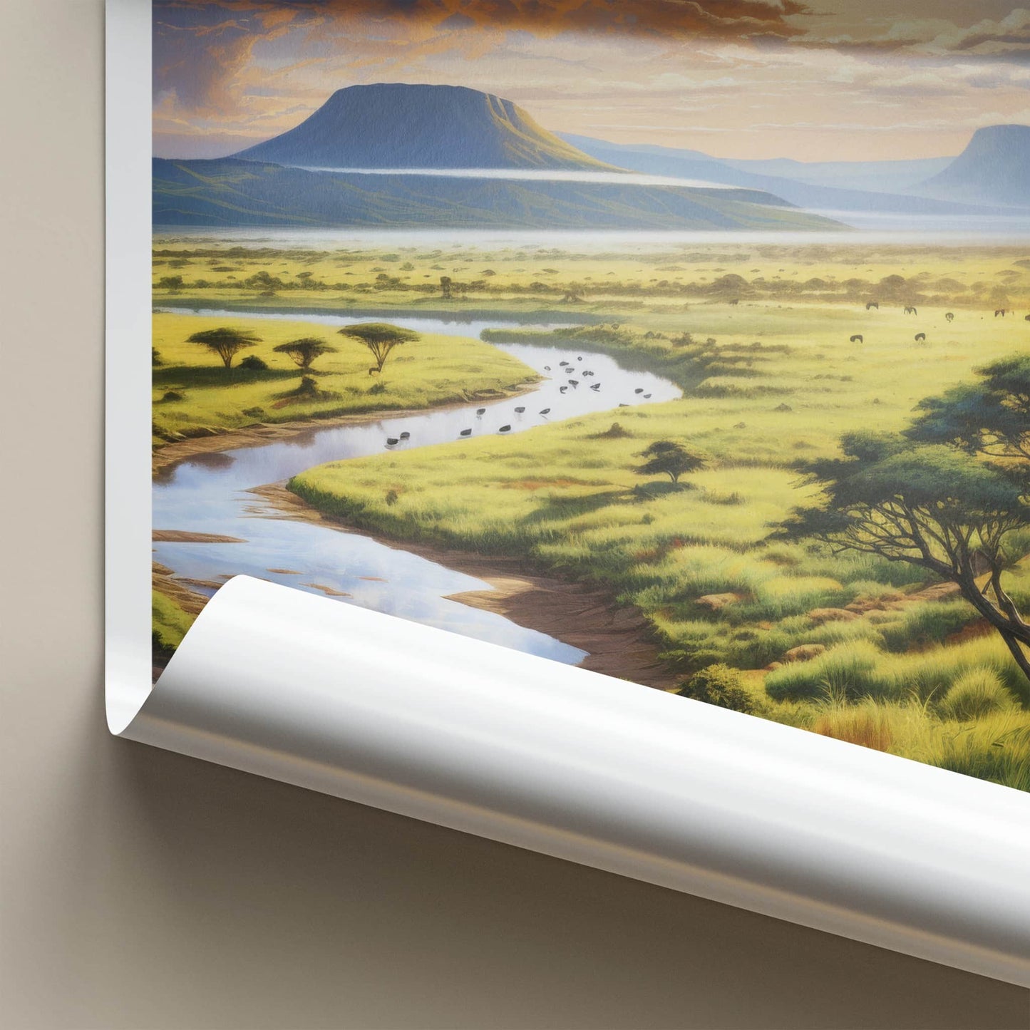 Ngorongoro Poster - Tanzania Travel Art - African River Landscape Home Decor