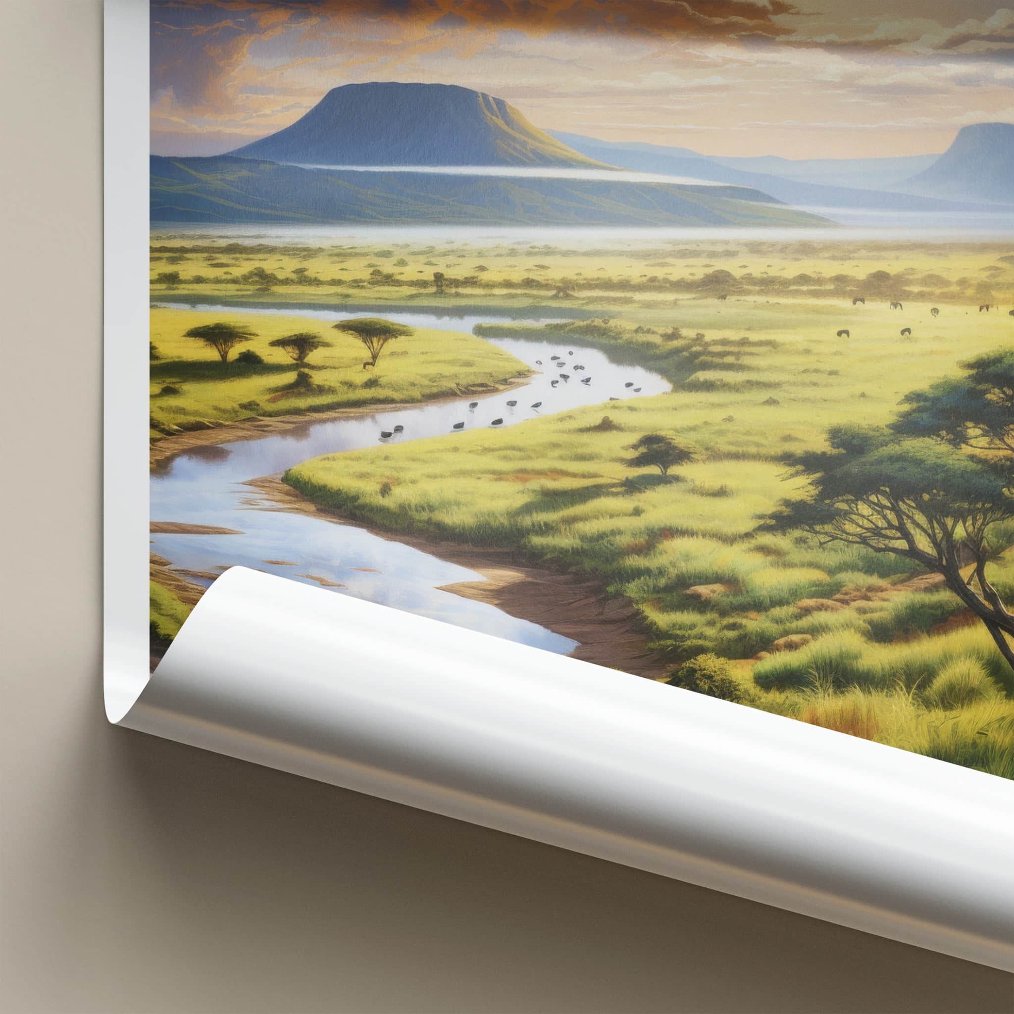 Ngorongoro Poster - Tanzania Travel Art - African River Landscape Home Decor