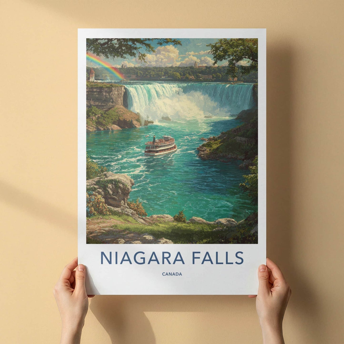 Niagara Falls Poster - Canada Art Print - Rainbow Boat Scenery Gallery Art