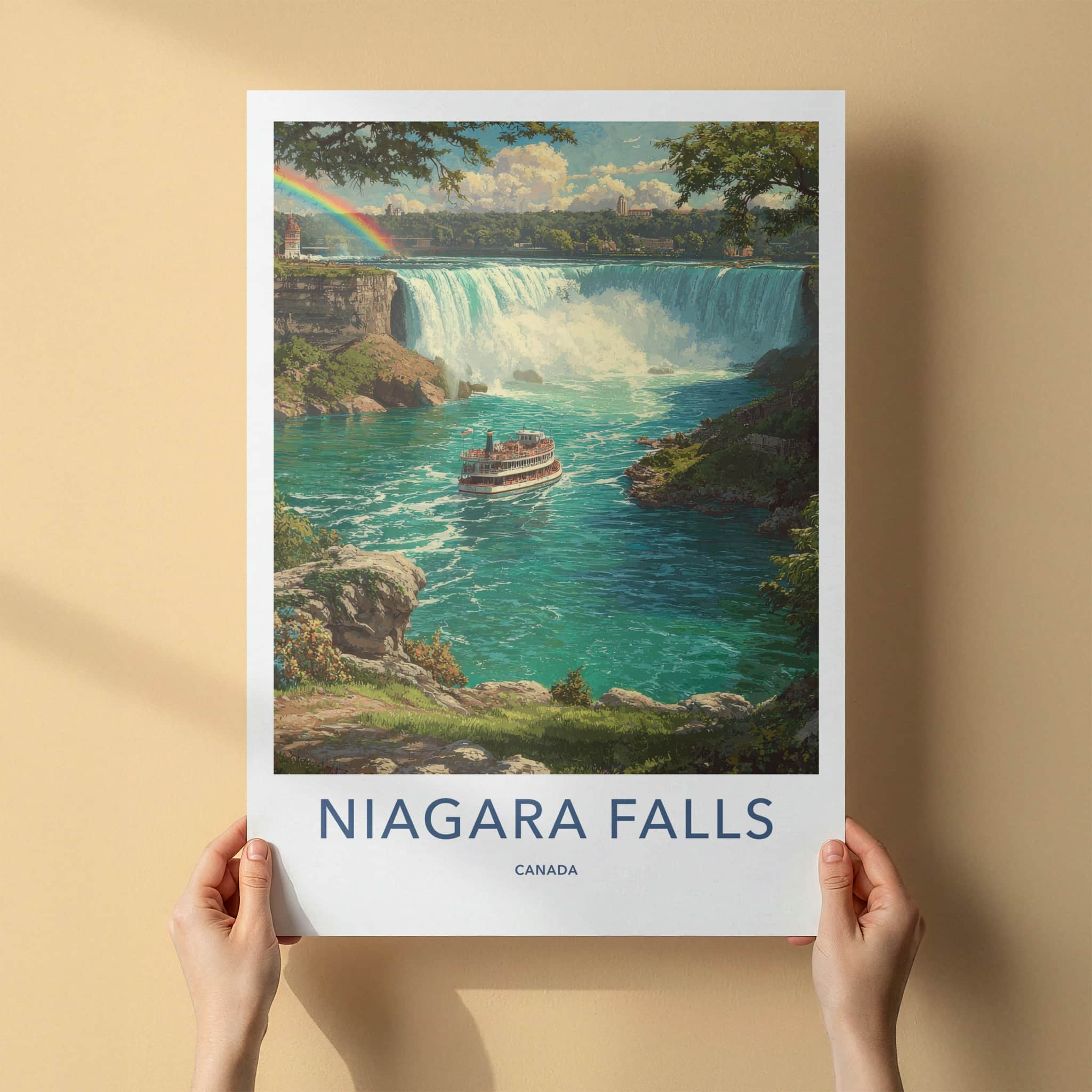 Niagara Falls Poster - Canada Art Print - Rainbow Boat Scenery Gallery Art