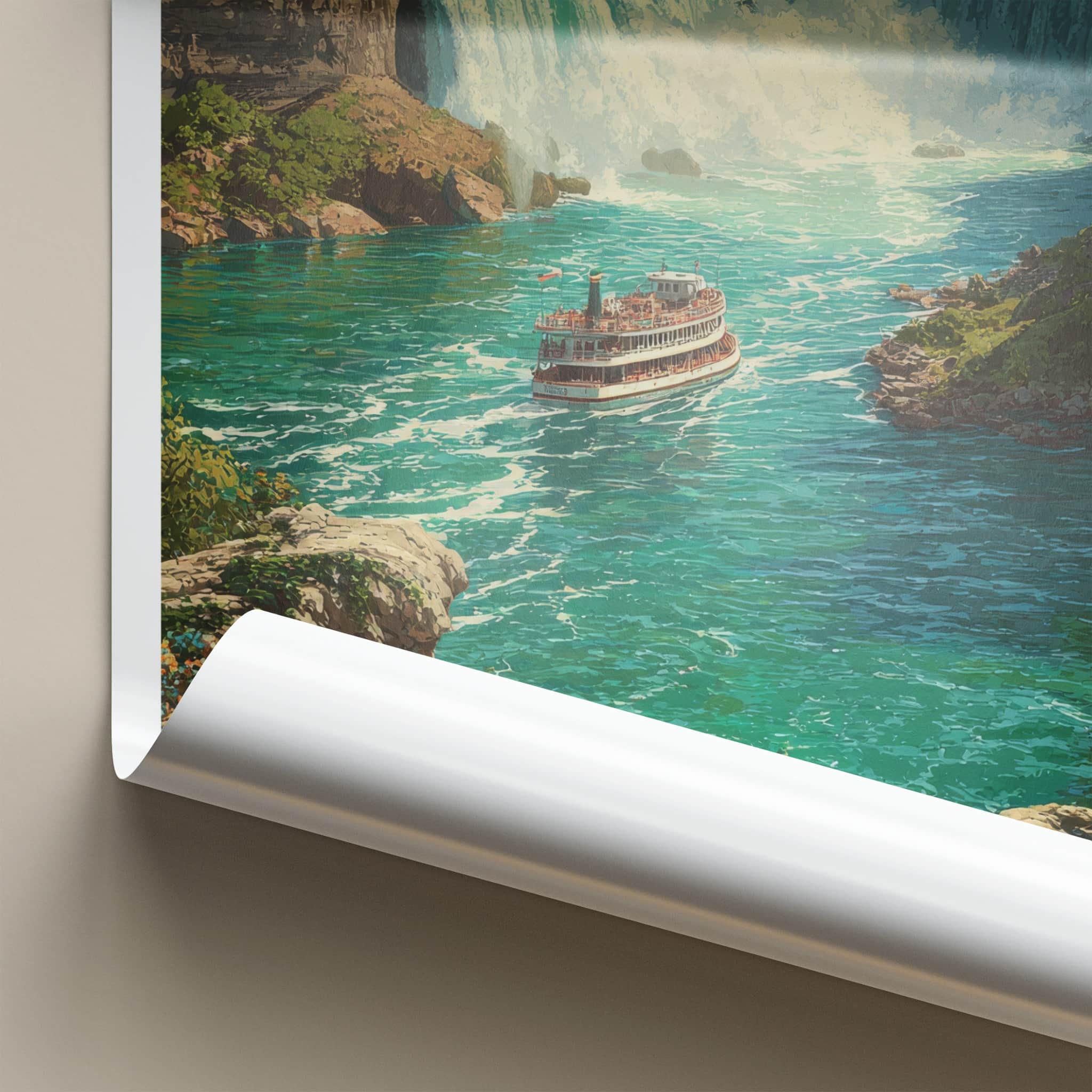 Niagara Falls Poster - Canada Art Print - Rainbow Boat Scenery Gallery Art
