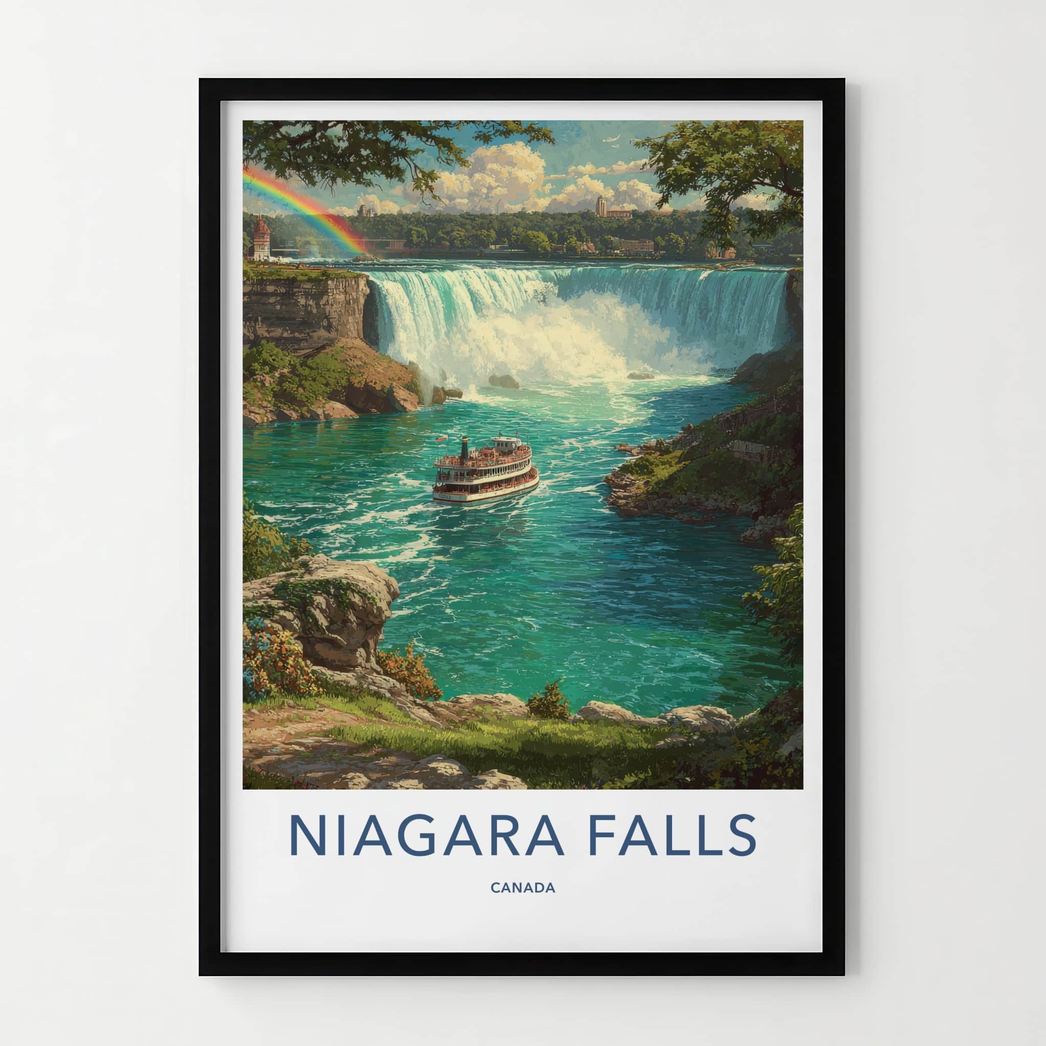 Niagara Falls Poster - Canada Art Print - Rainbow Boat Scenery Gallery Art