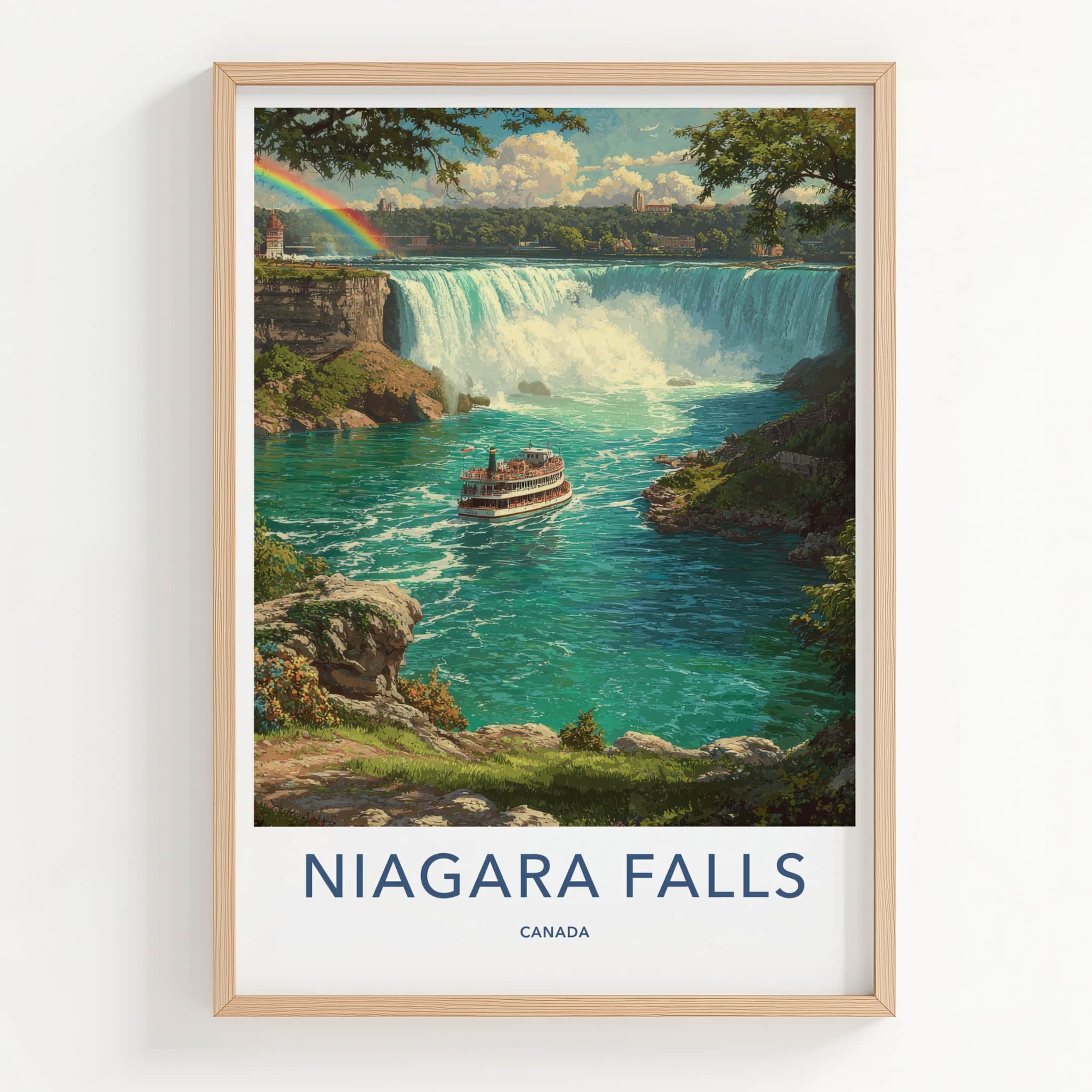 Niagara Falls Poster - Canada Art Print - Rainbow Boat Scenery Gallery Art