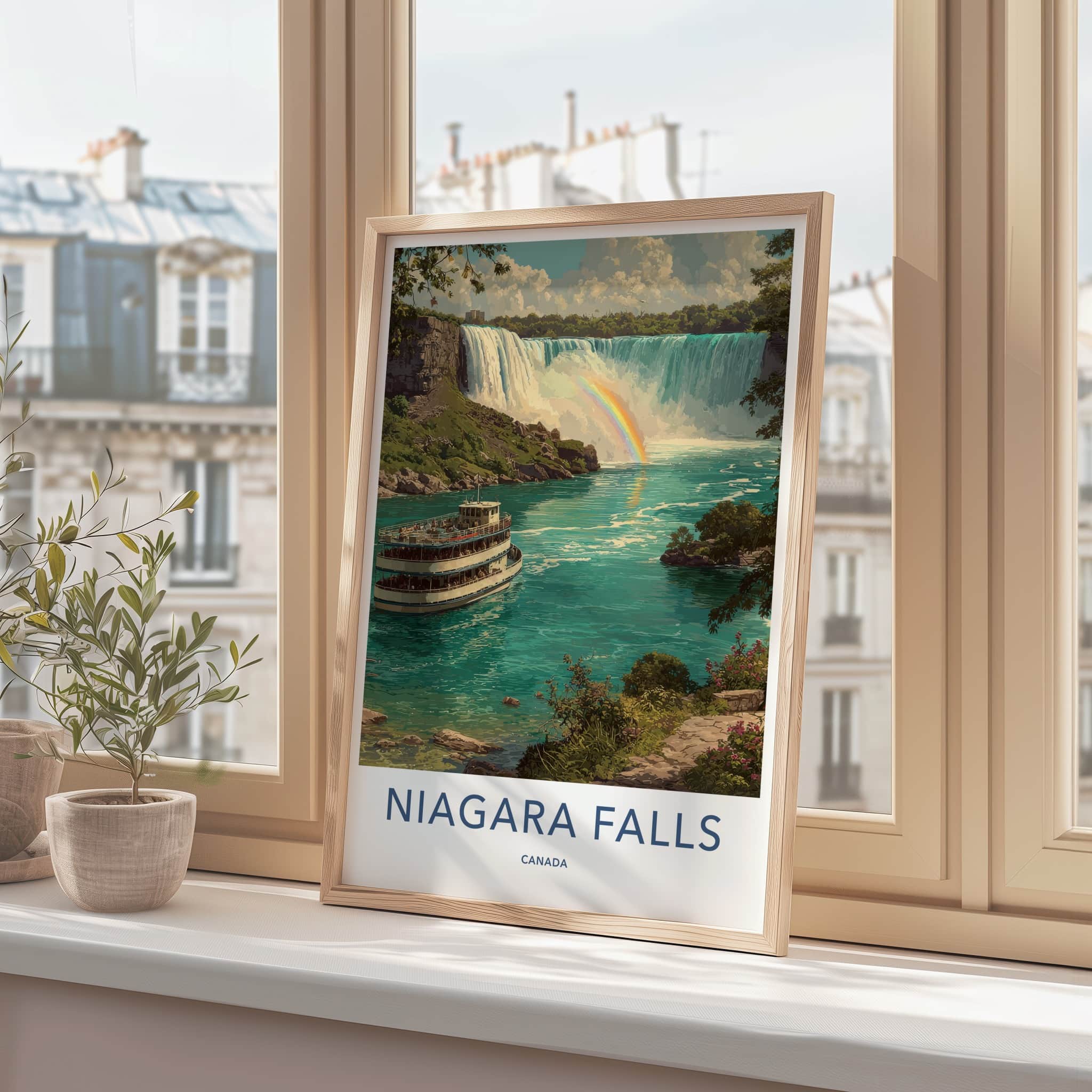 Niagara Falls Poster - Canada Art Print - Rainbow Boat Waters Home Decor