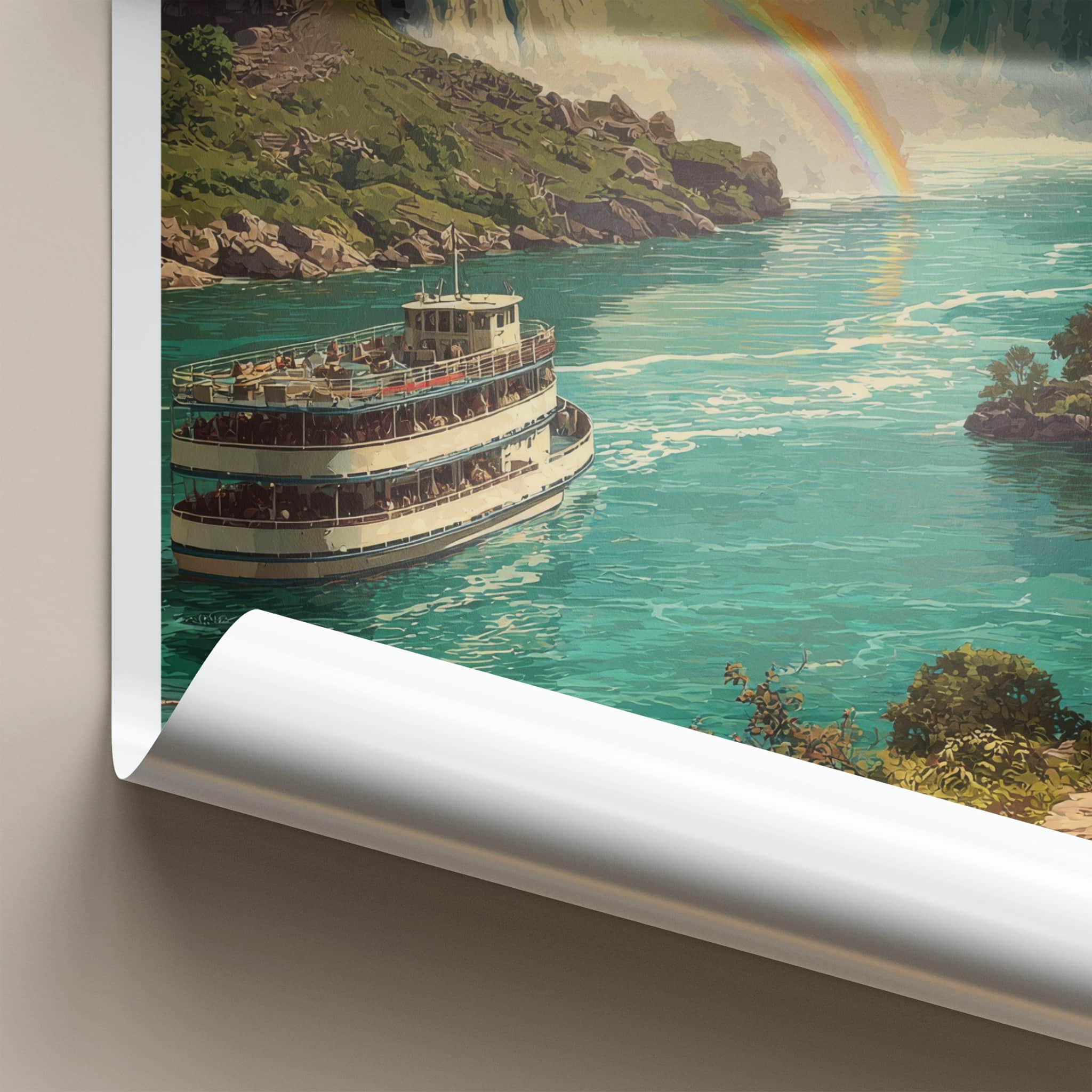 Niagara Falls Poster - Canada Art Print - Rainbow Boat Waters Home Decor