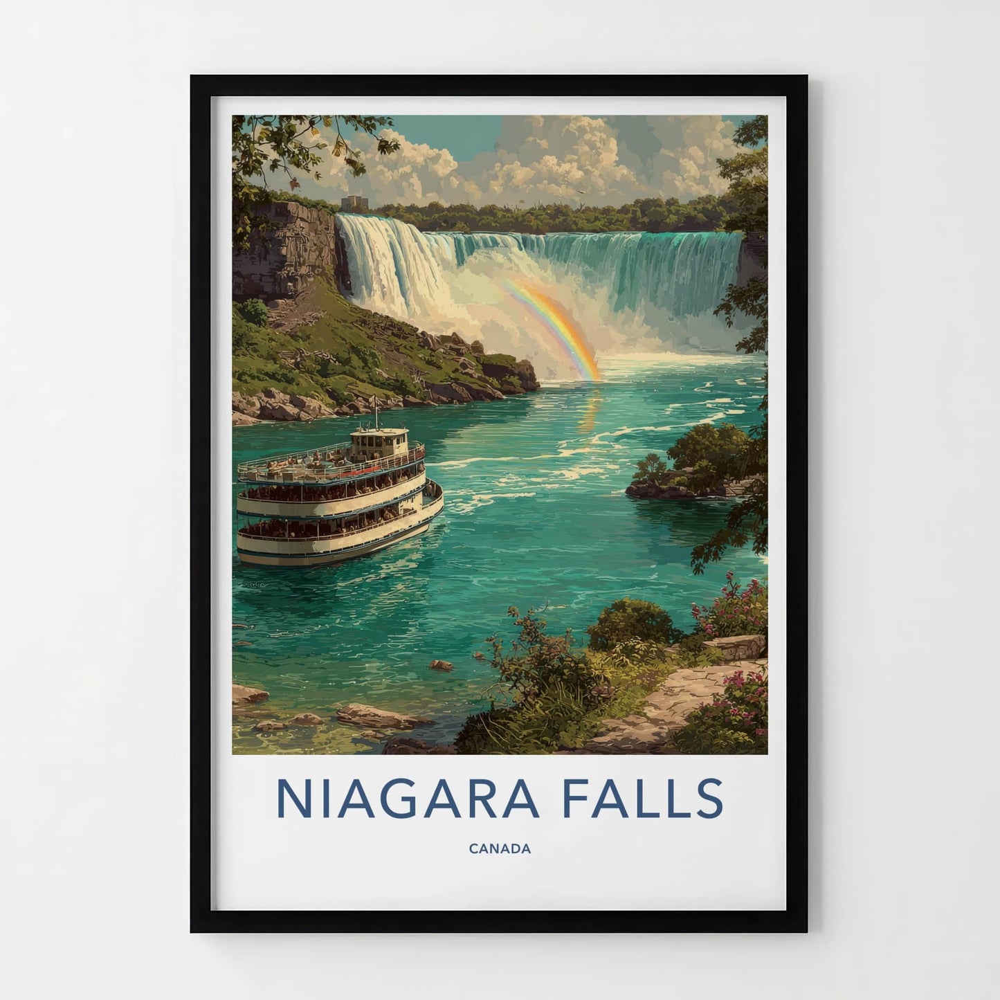 Niagara Falls Poster - Canada Art Print - Rainbow Boat Waters Home Decor