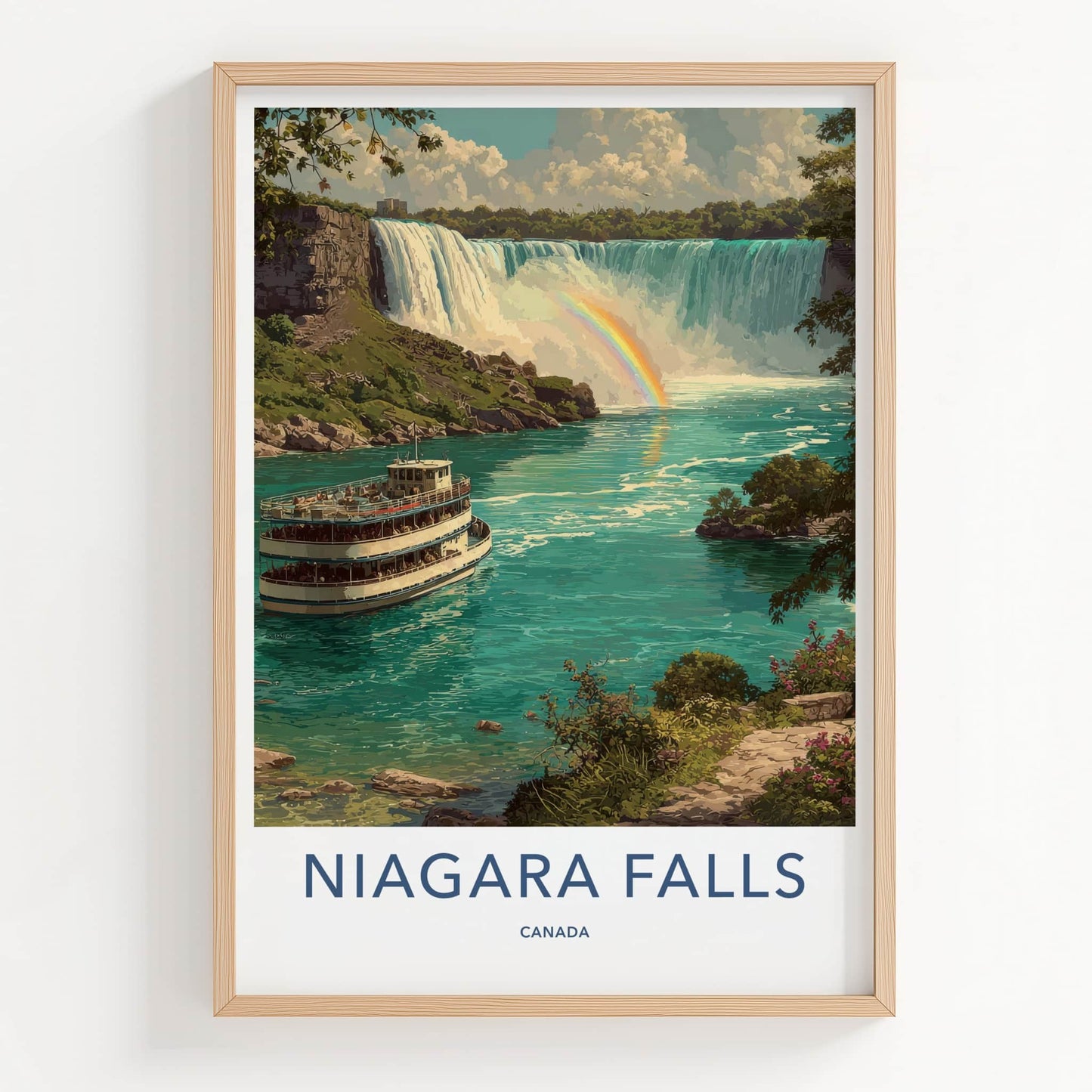Niagara Falls Poster - Canada Art Print - Rainbow Boat Waters Home Decor