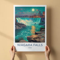 Niagara Falls Poster - Canada Travel Art - Moonlit Falls City Home Decor