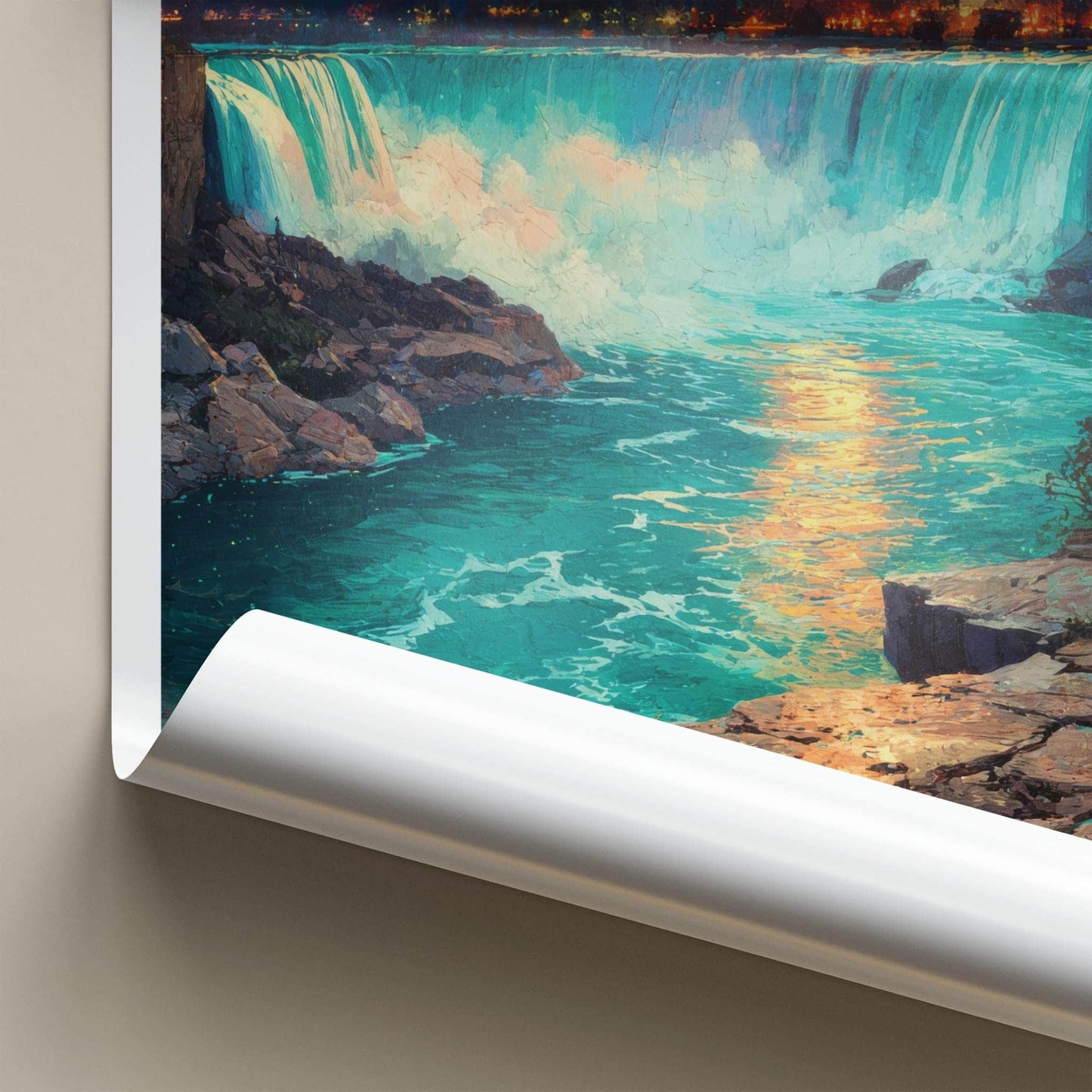 Niagara Falls Poster - Canada Travel Art - Moonlit Falls City Home Decor