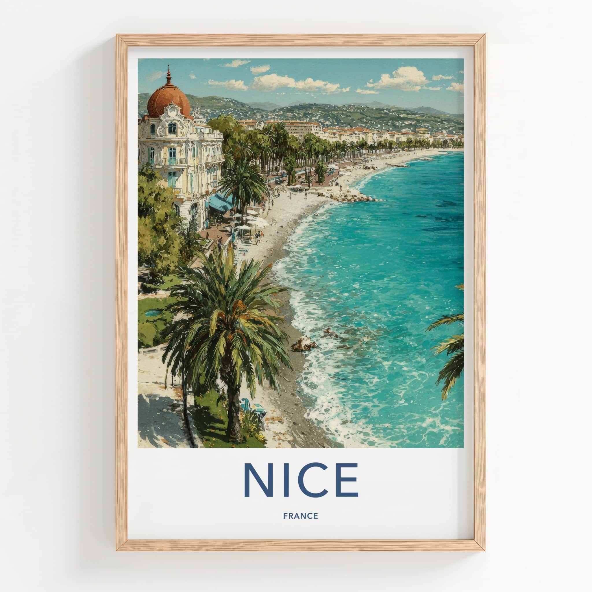 Nice Poster - France Art Print - Coastal City Palms Home Art