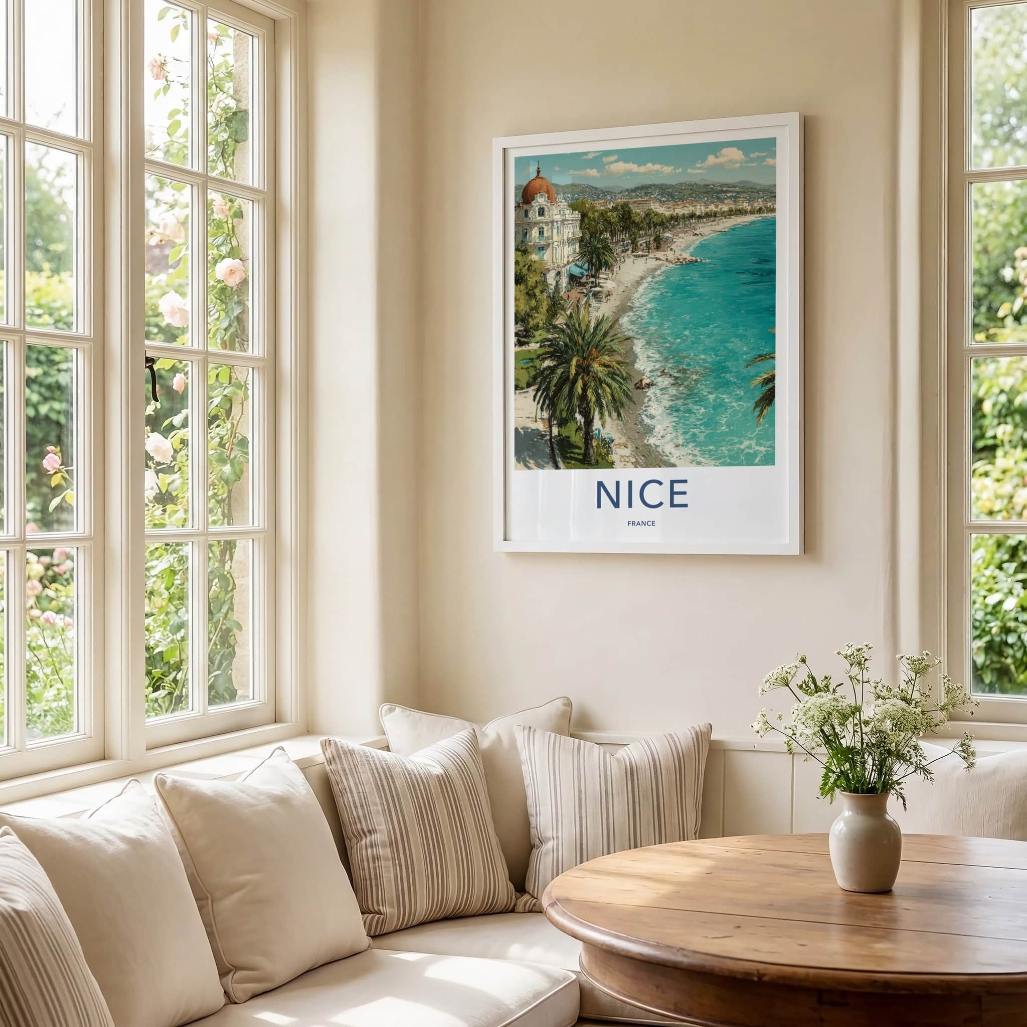 Nice Poster - France Art Print - Coastal City Palms Home Art