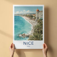 Nice Poster - France Art Print - Coastal resort panorama Wall Decor