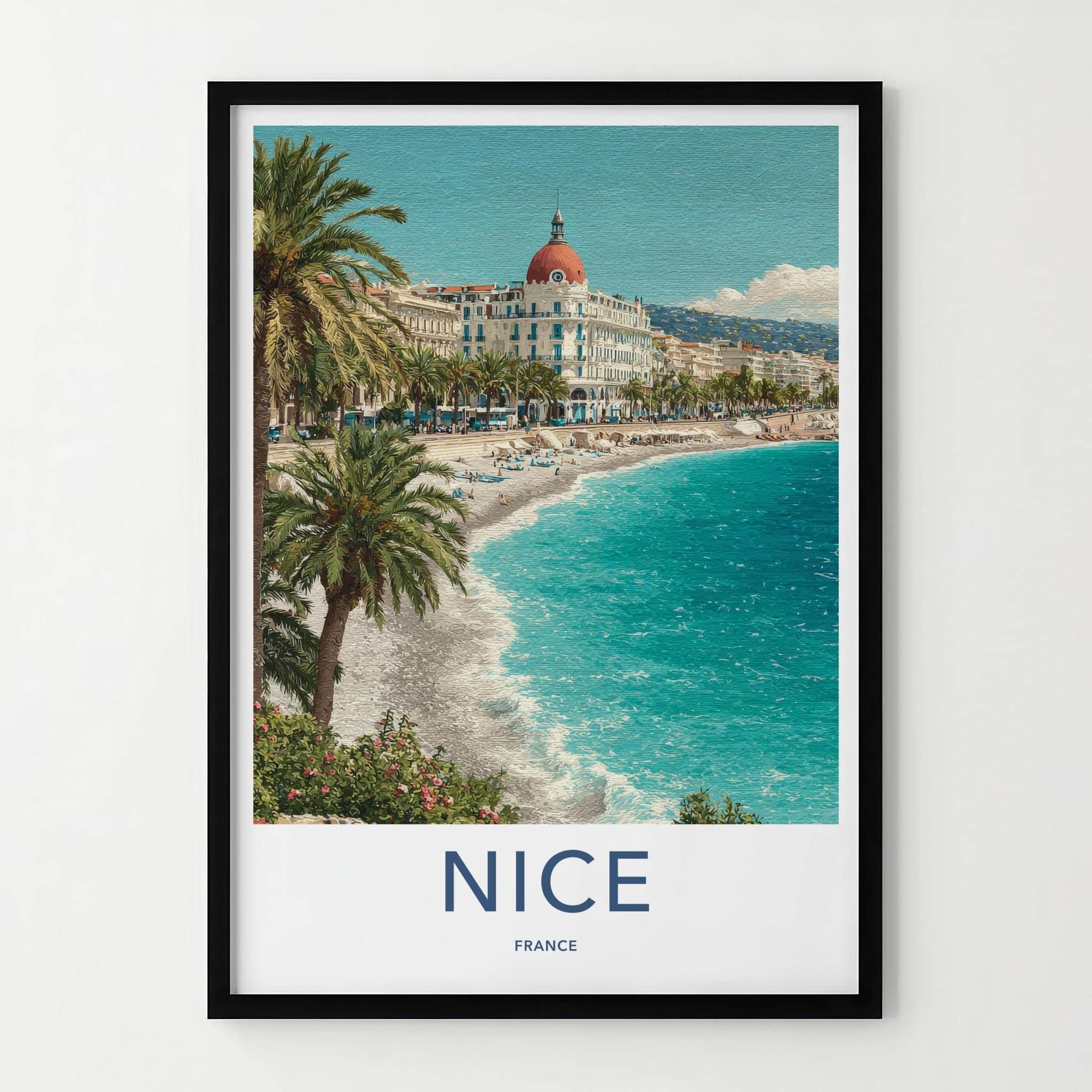 Nice Poster - France Travel Art - Coastal City Promenade Home Decor