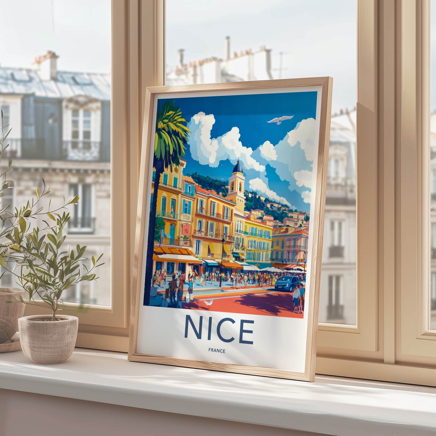 Nice Poster - France Travel Art - Historic French Architecture Wall Decor