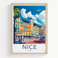 Nice Poster - France Travel Art - Historic French Architecture Wall Decor