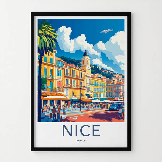 Nice Poster - France Travel Art - Historic French Architecture Wall Decor