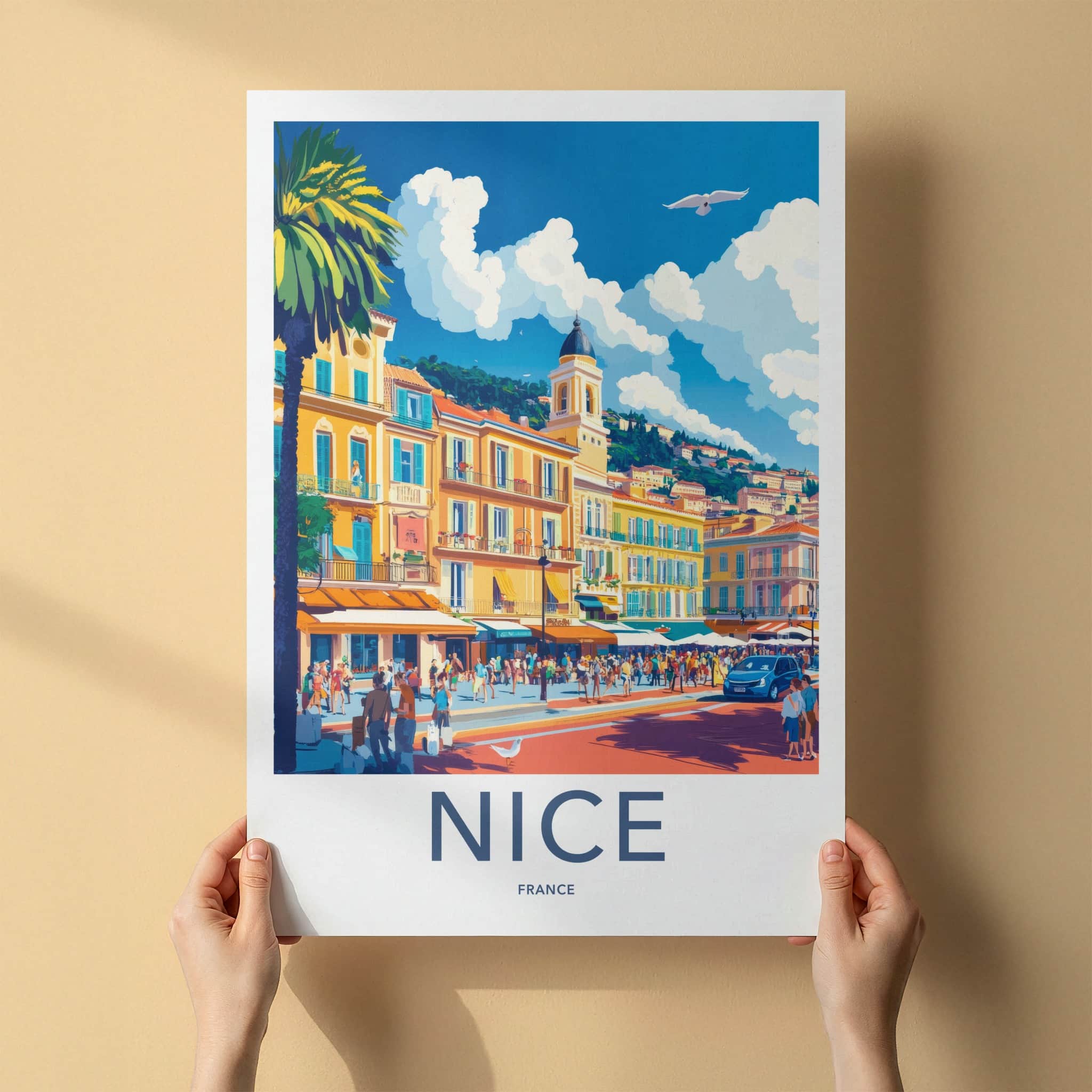 Nice Poster - France Travel Art - Historic French Architecture Wall Decor