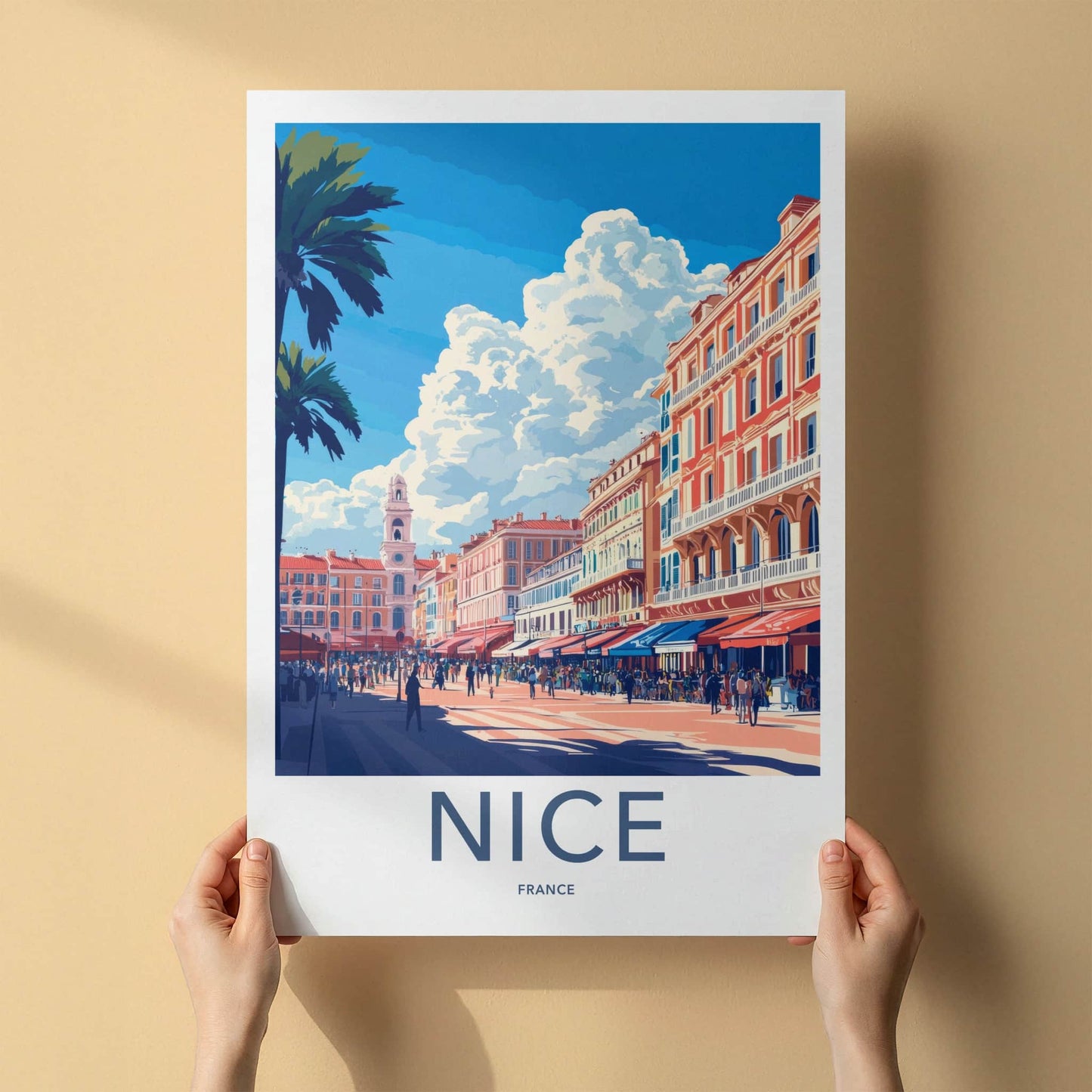 Nice Poster - France Travel Art - Lively Promenade Vista Home Decor