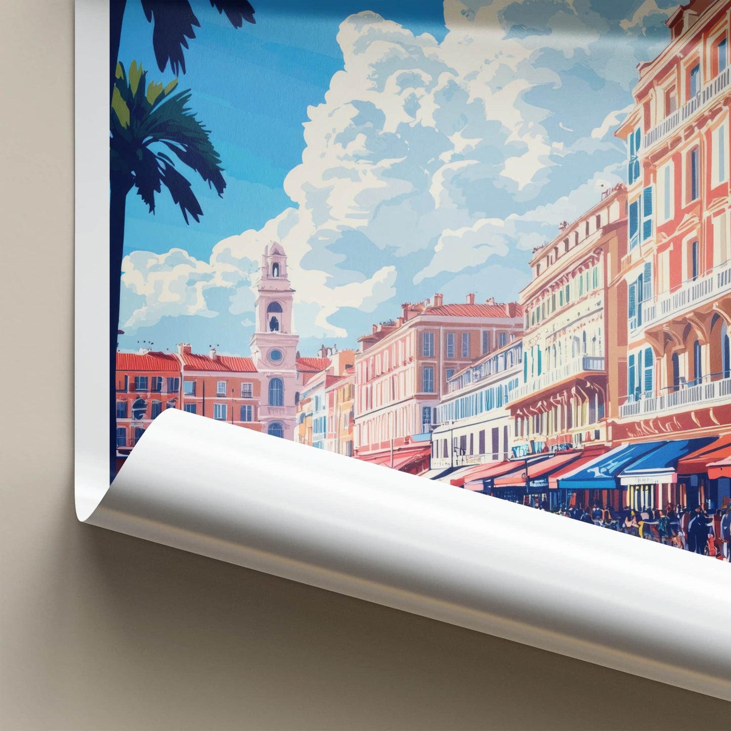 Nice Poster - France Travel Art - Lively Promenade Vista Home Decor