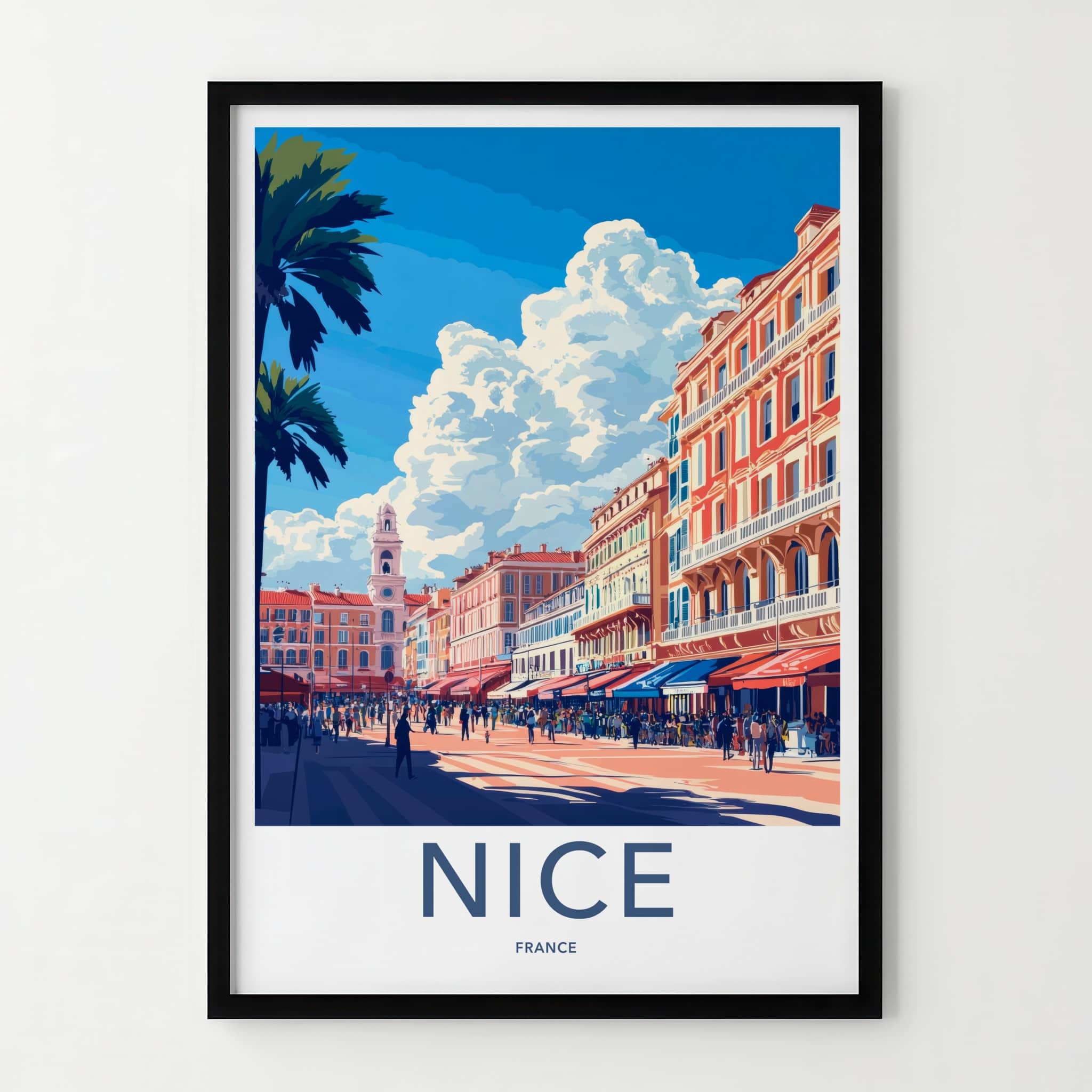 Nice Poster - France Travel Art - Lively Promenade Vista Home Decor
