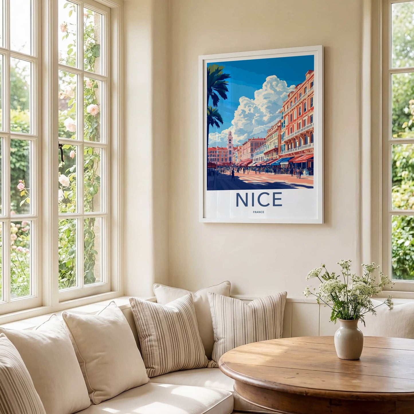 Nice Poster - France Travel Art - Lively Promenade Vista Home Decor
