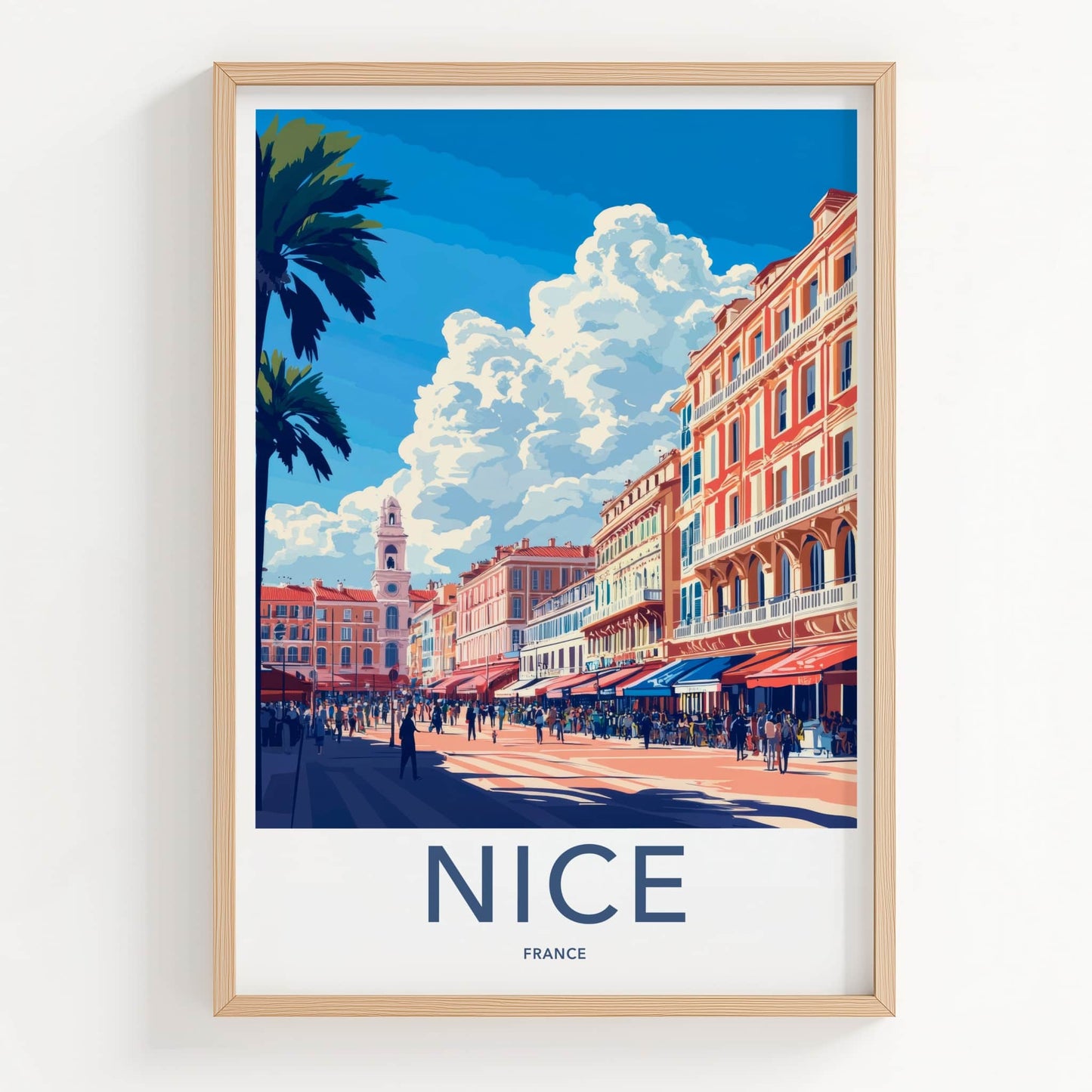 Nice Poster - France Travel Art - Lively Promenade Vista Home Decor