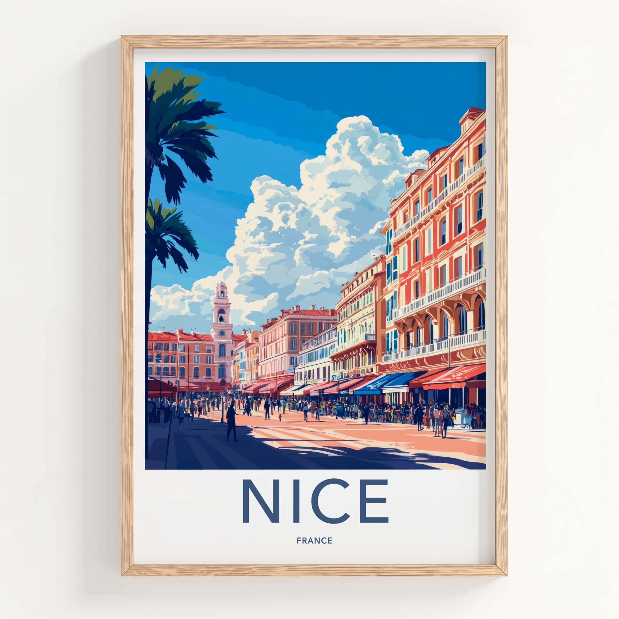 Nice Poster - France Travel Art - Lively Promenade Vista Home Decor